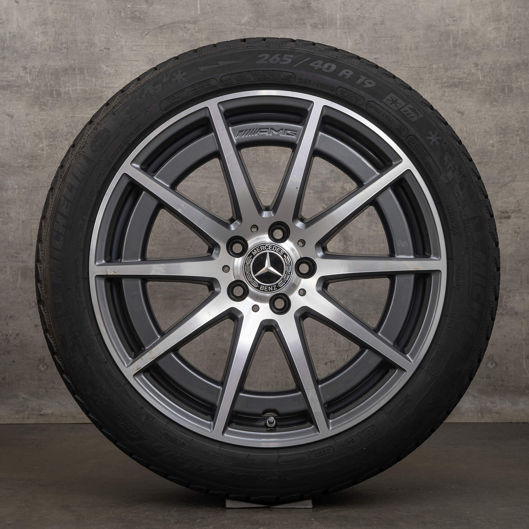 Original Mercedes Benz E-Klasse AMG E63 S Winterräder 19 Zoll W213 S213 Felgen A2134016900 A2134017000 himalaya grey glanzgedreht