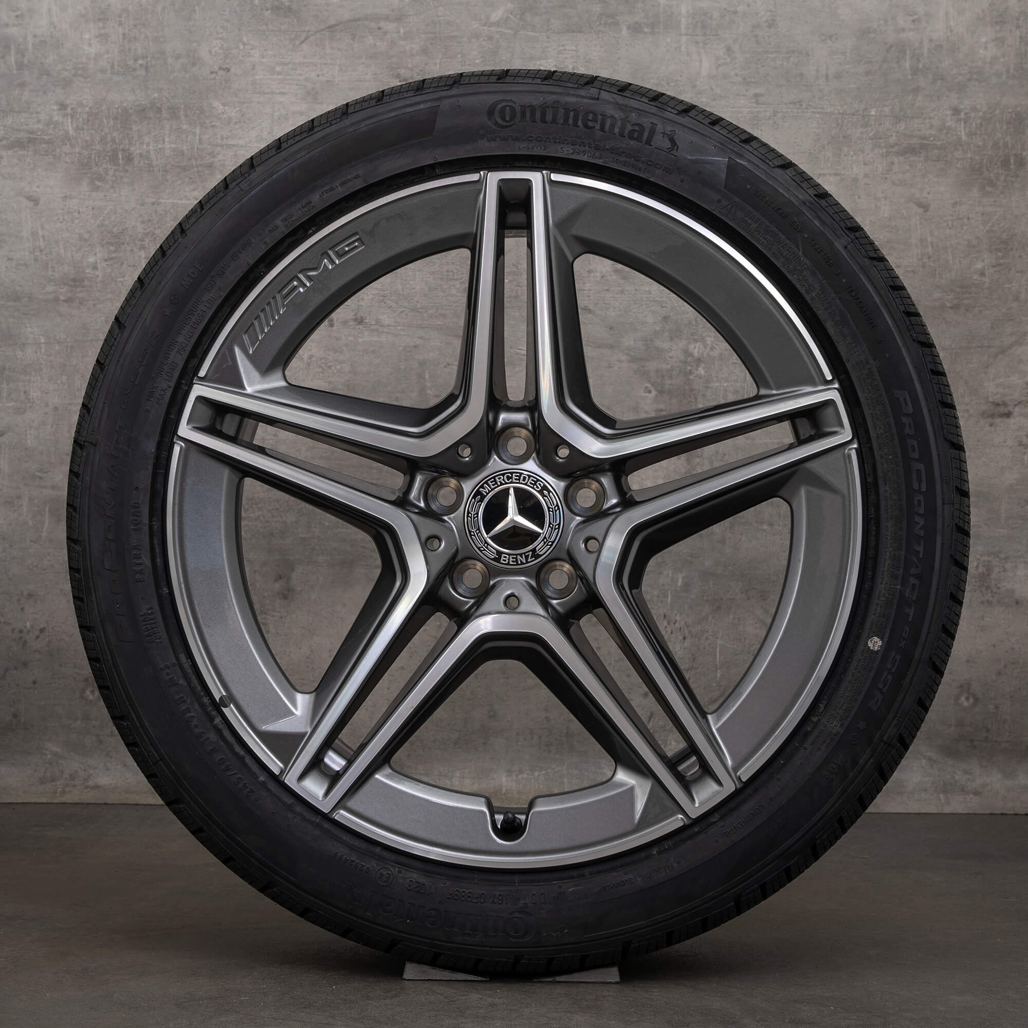Originele Mercedes CLS AMG velgen 19 inch C257 all-weather banden A2574011500 himalayagrijs glanzend gedraaid NIEUW