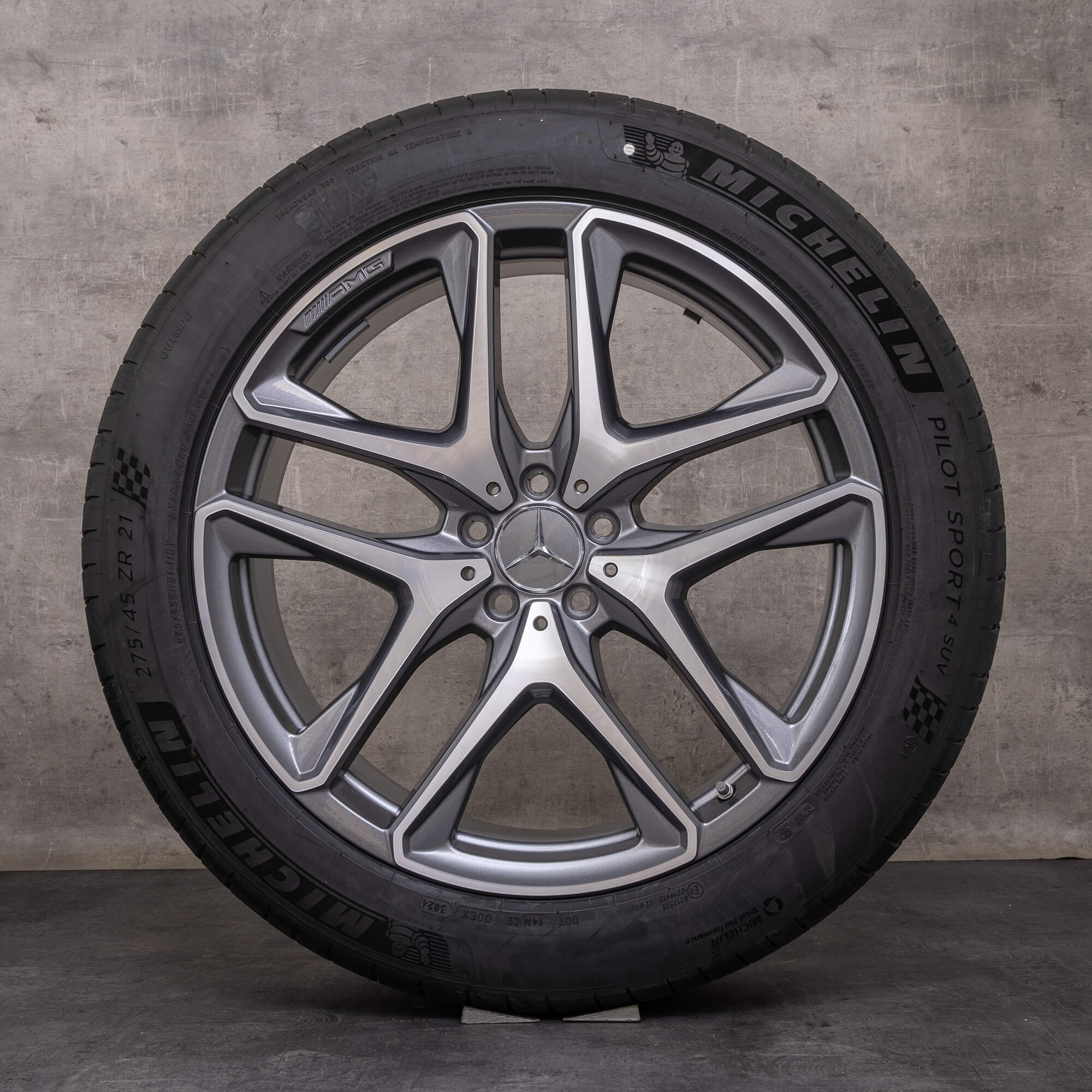 Genuine Mercedes Benz GLE 53 63 AMG 4Matic+ jante 21 inch X167 C167 Hybrid summer wheels A1674014200 A1674014300 himalaya grey glossy turned