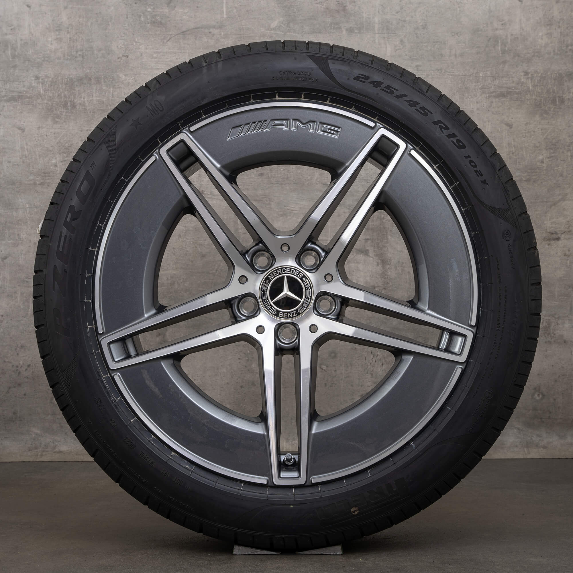 Alkuperäiset Mercedes Benz E-sarjan AMG-vanteet 19 tuuman W214 S214 kesäpyörät A2144010300 A2144010400 himalaya harmaa kiillotettu