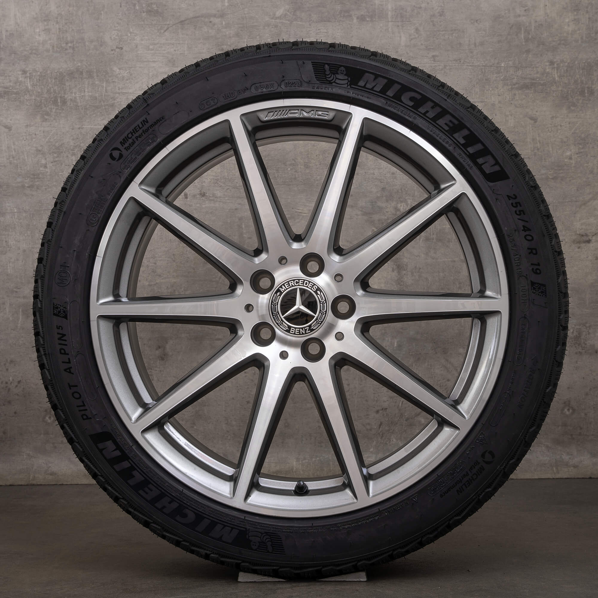 Oryginał Mercedes Benz Klasa C C63 AMG koła zimowe 19 cali W206 S206 felgi A2064016900 A2064012800 himalaya szary polerowane NOWOŚĆ