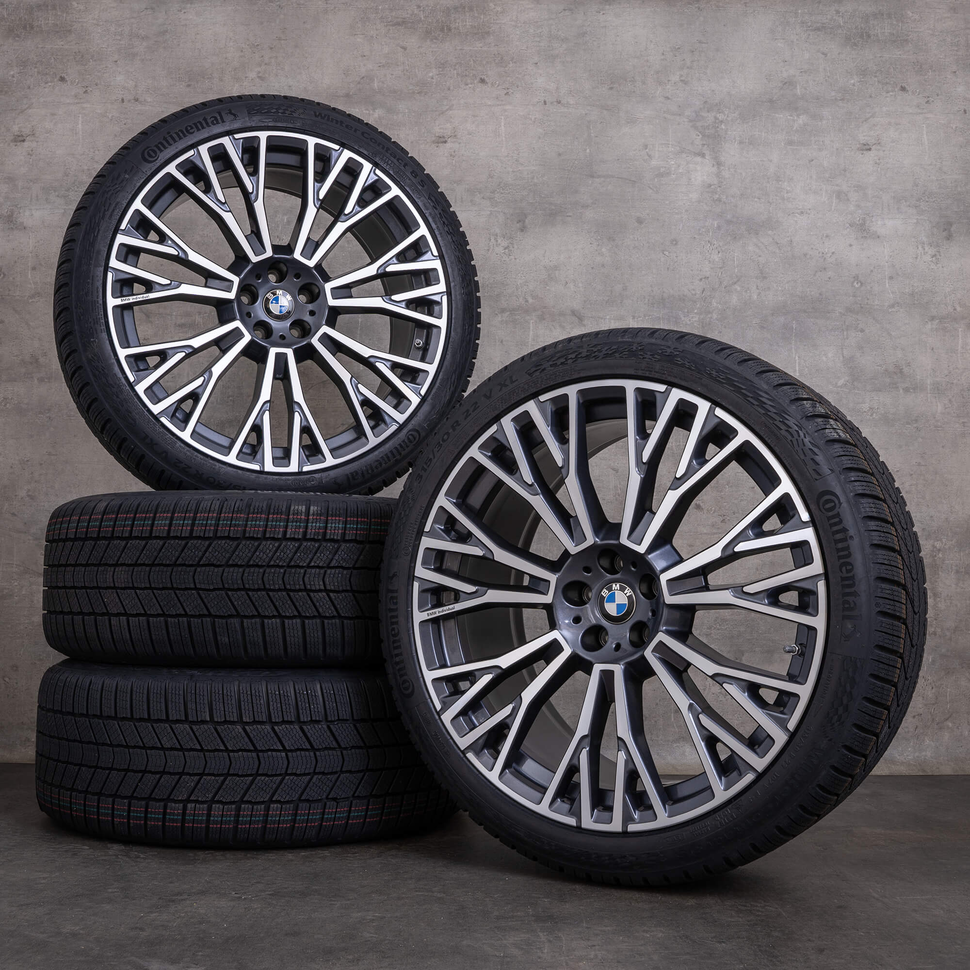 Oryginalne koła zimowe BMW X5 X6 22 cale, felgi G05 G06, stylizacja 745i, 6883763 6883764 kolor orbit grey diamond cut