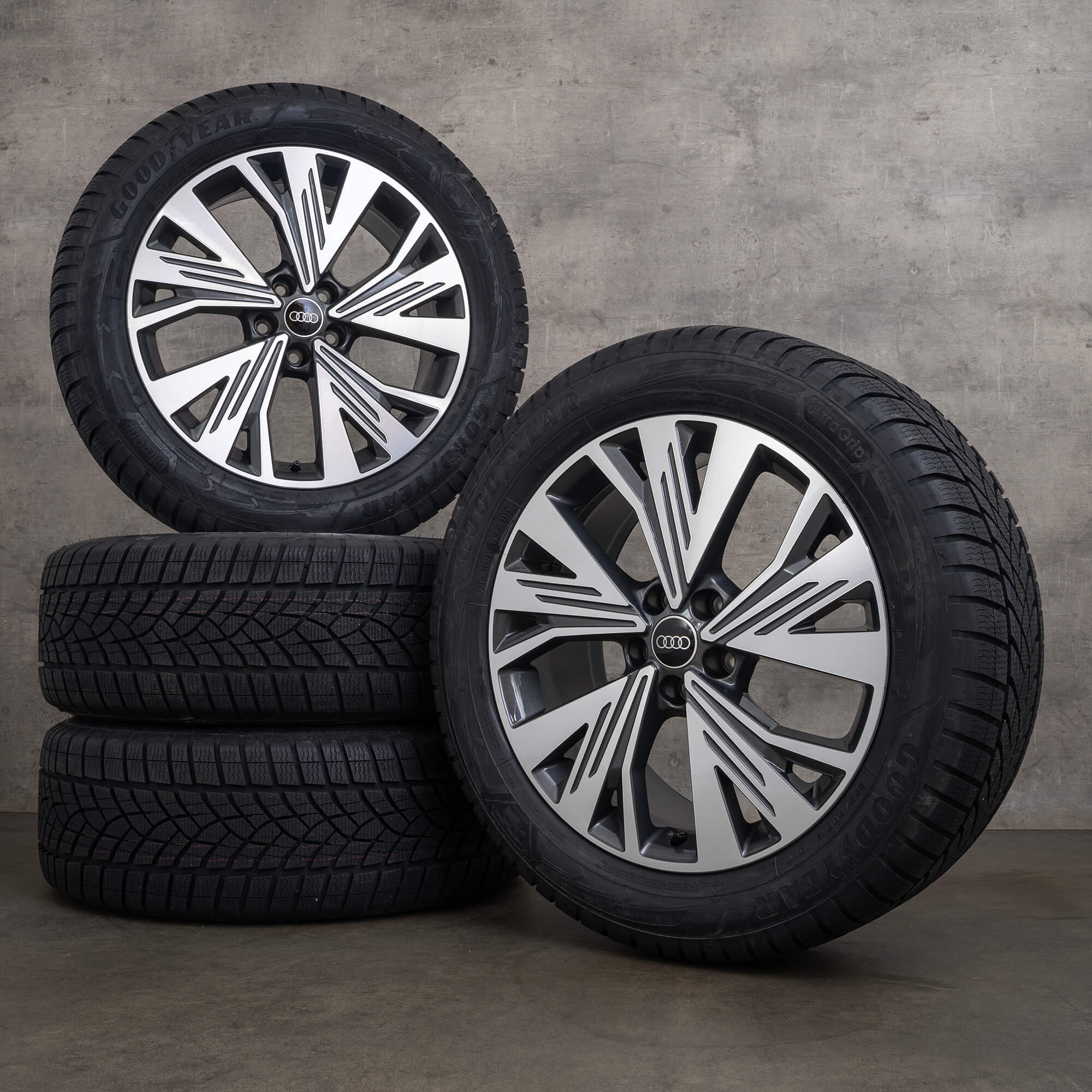Originale Audi Q4 & Sportback e-tron vinterhjul 19 tommer Aero fælge 89A601025C antracit poleret