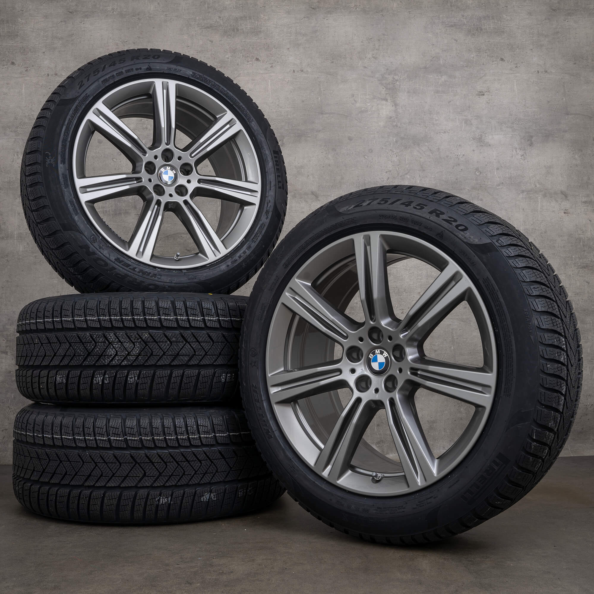 Originais BMW X5 X6 jantes e pneus inverno 20 polegadas G05 G06 styling 736 6883753 ferric grey gloss