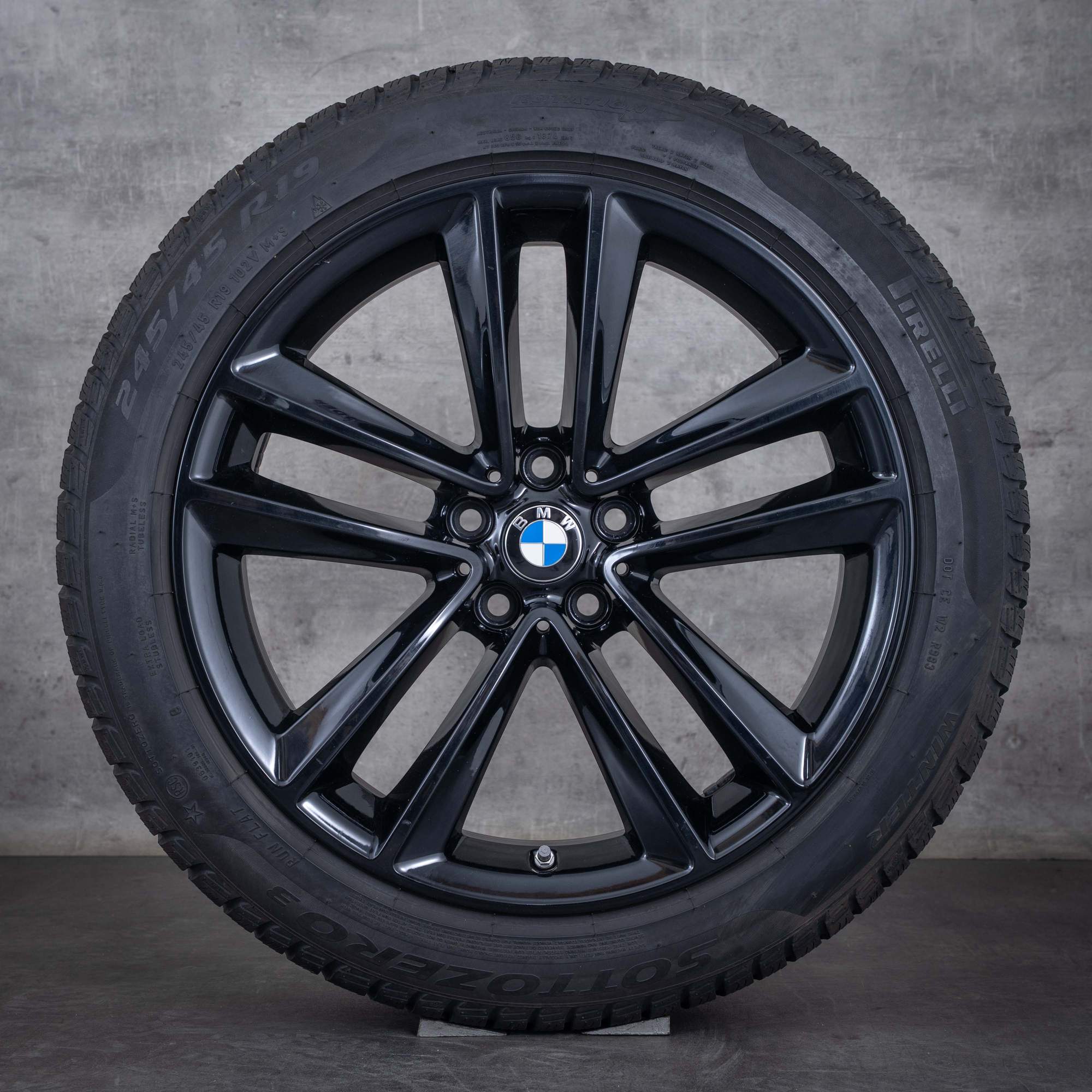 Oryginalne koła zimowe BMW serii 6 GT 7 19 cali G32 G11 G12 felgi 6863114 630 czarny błyszczący