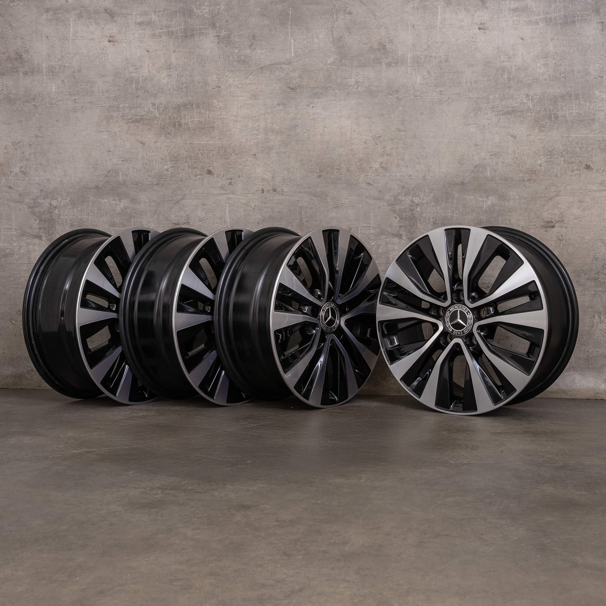 Orijinal Mercedes Benz A B Sınıfı CLA jantlar 16 inç W177 V177 W247 X118 C118 A1774010000 siyah parlak tornalanmış