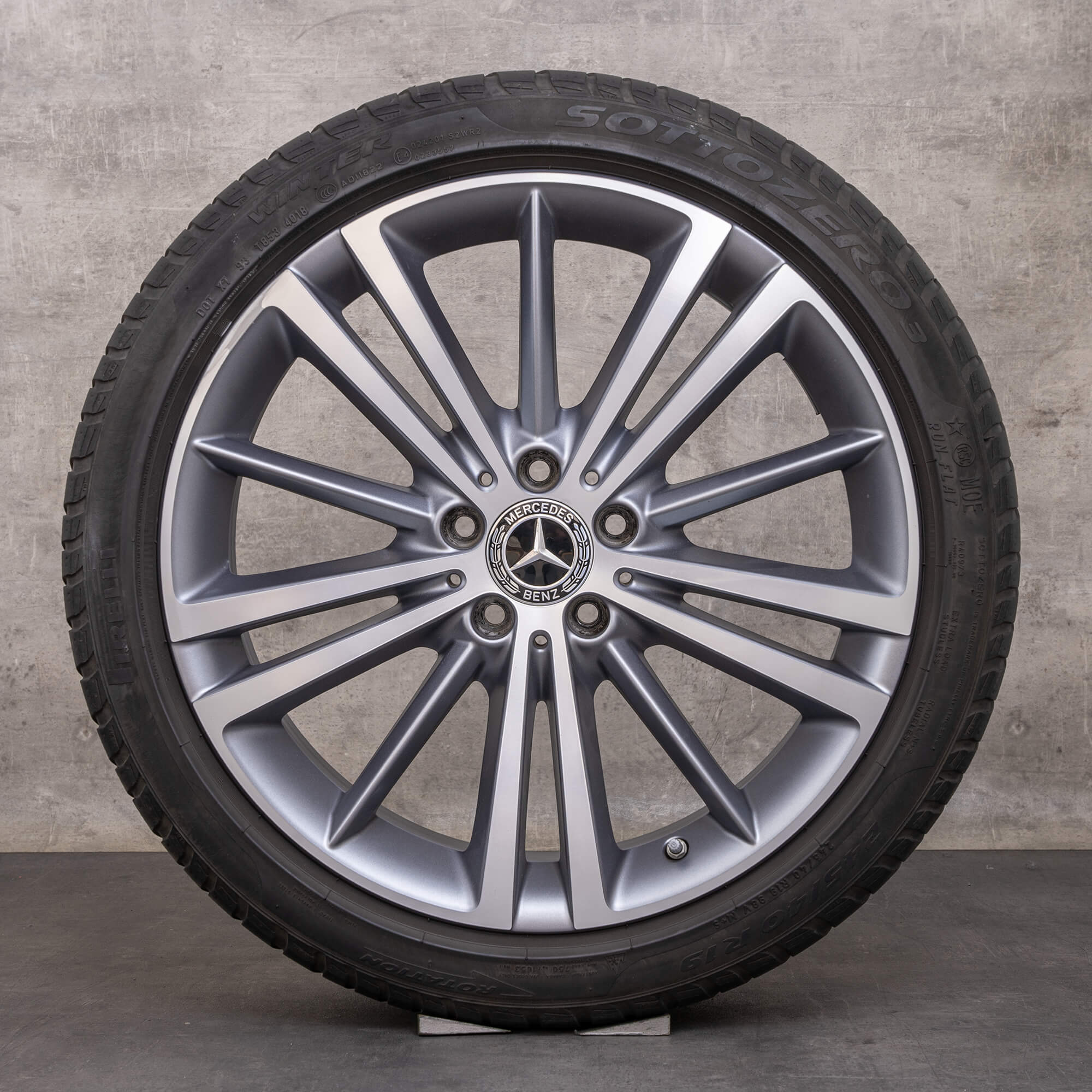 Orijinal Mercedes Benz CLS kış jantları 19 inç W257 C257 jantlar A2574010300 himalaya gri mat parlak tornalanmış