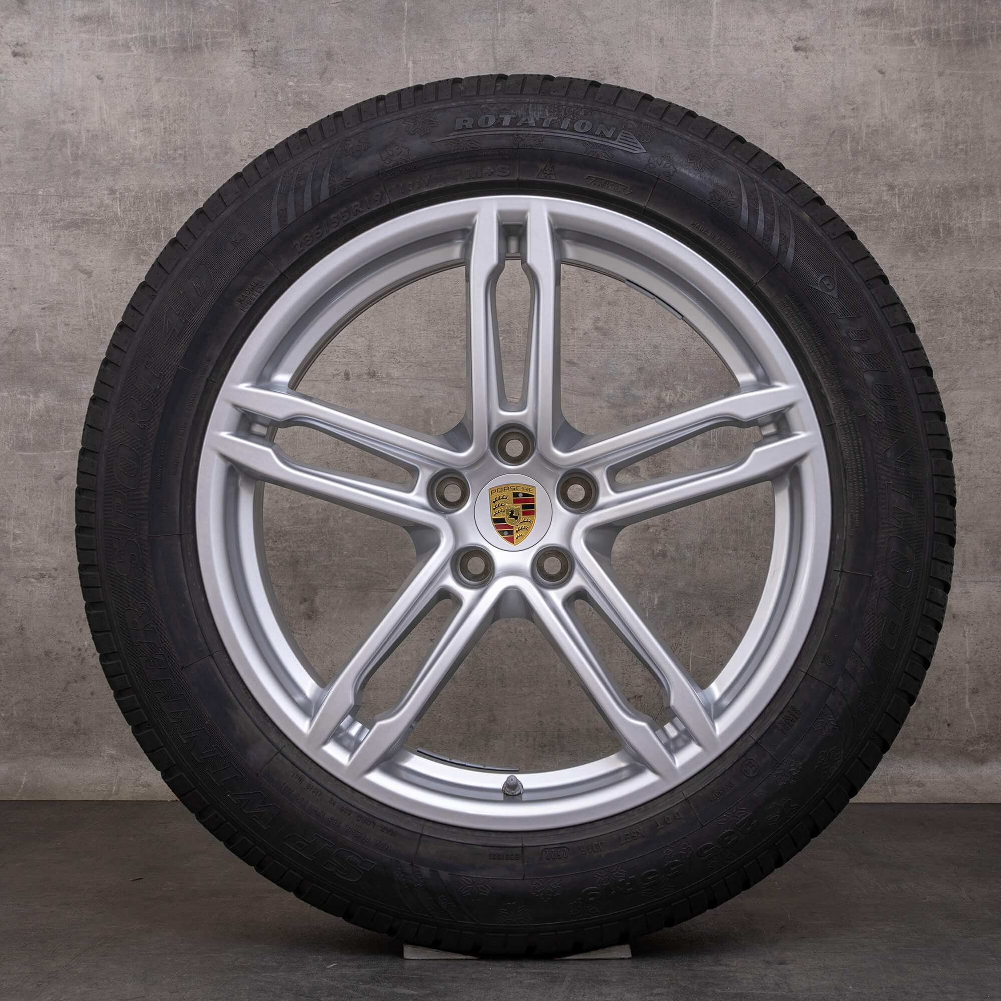 Jantes e pneus inverno originais Porsche Macan de 19 polegadas I II jantes 95B601025FQ 95B601025FR prata brilhante