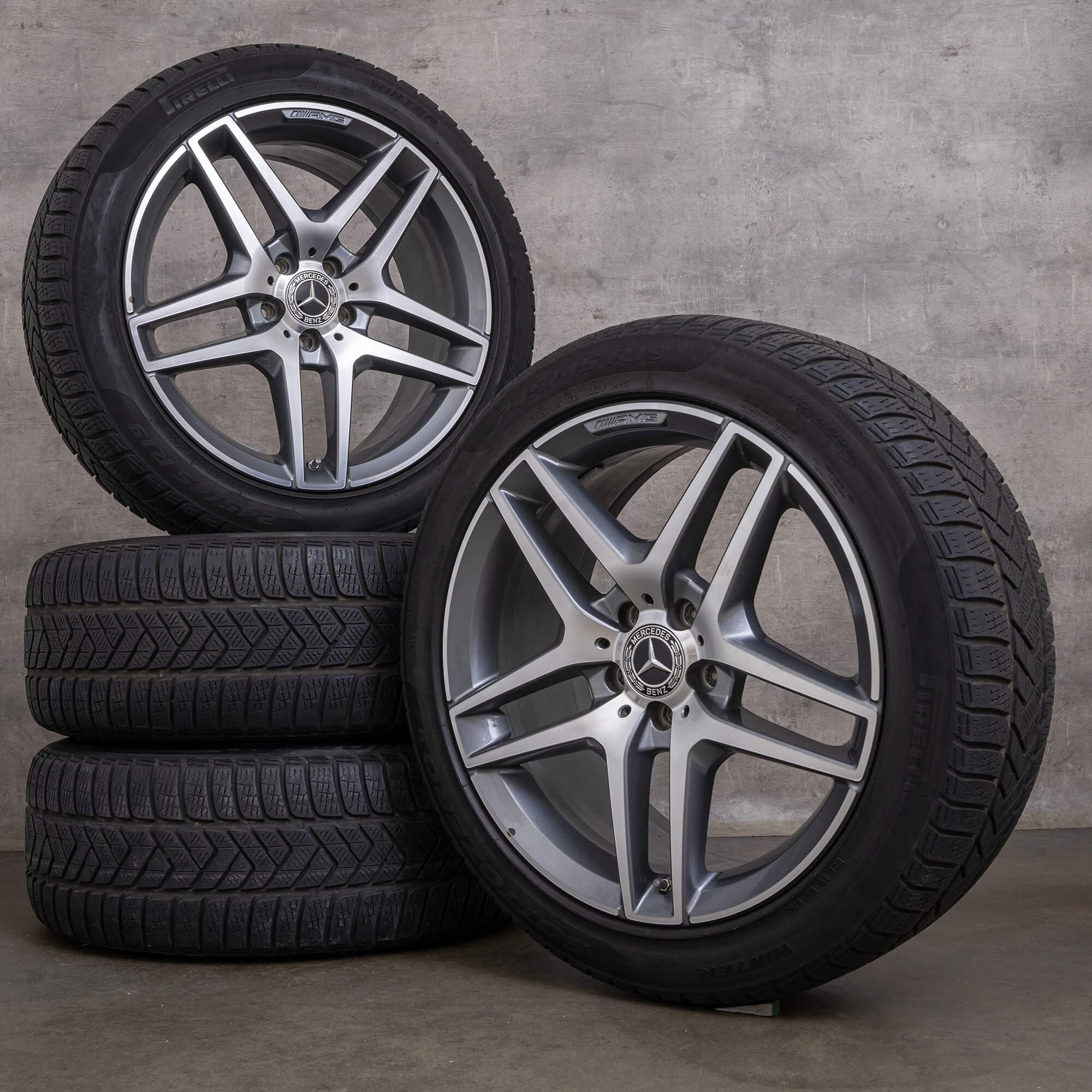 Jantes de inverno originais Mercedes Benz Classe S AMG 19 polegadas W222 A217 C217 jantes A2224010000 himalaia cinzento brilhante torneado