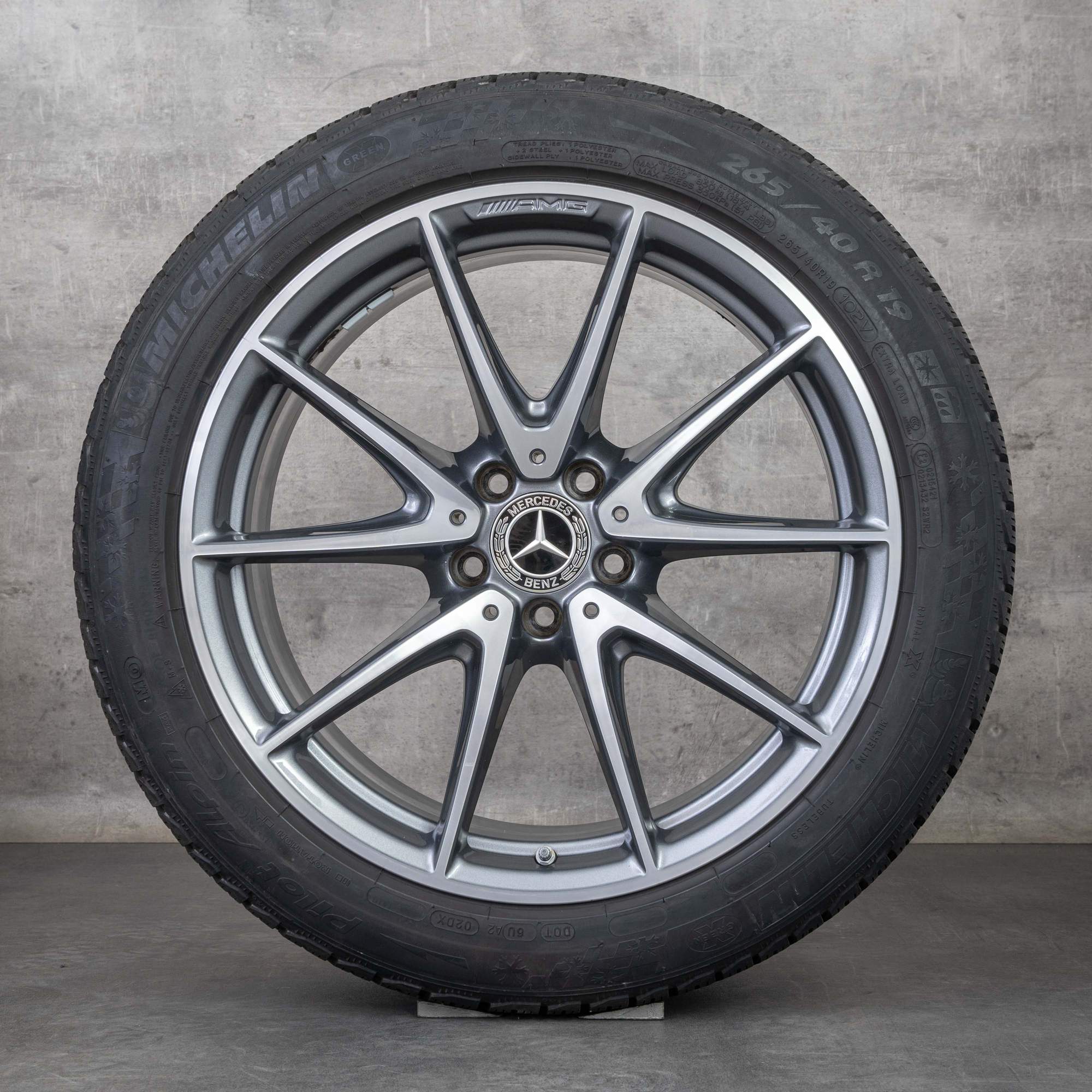 Oryginał Mercedes Benz Klasa E E63 & S AMG koła zimowe 19 cali W213 S213 felgi A2134012600 A2134014600 himalaya szary polerowane toczone