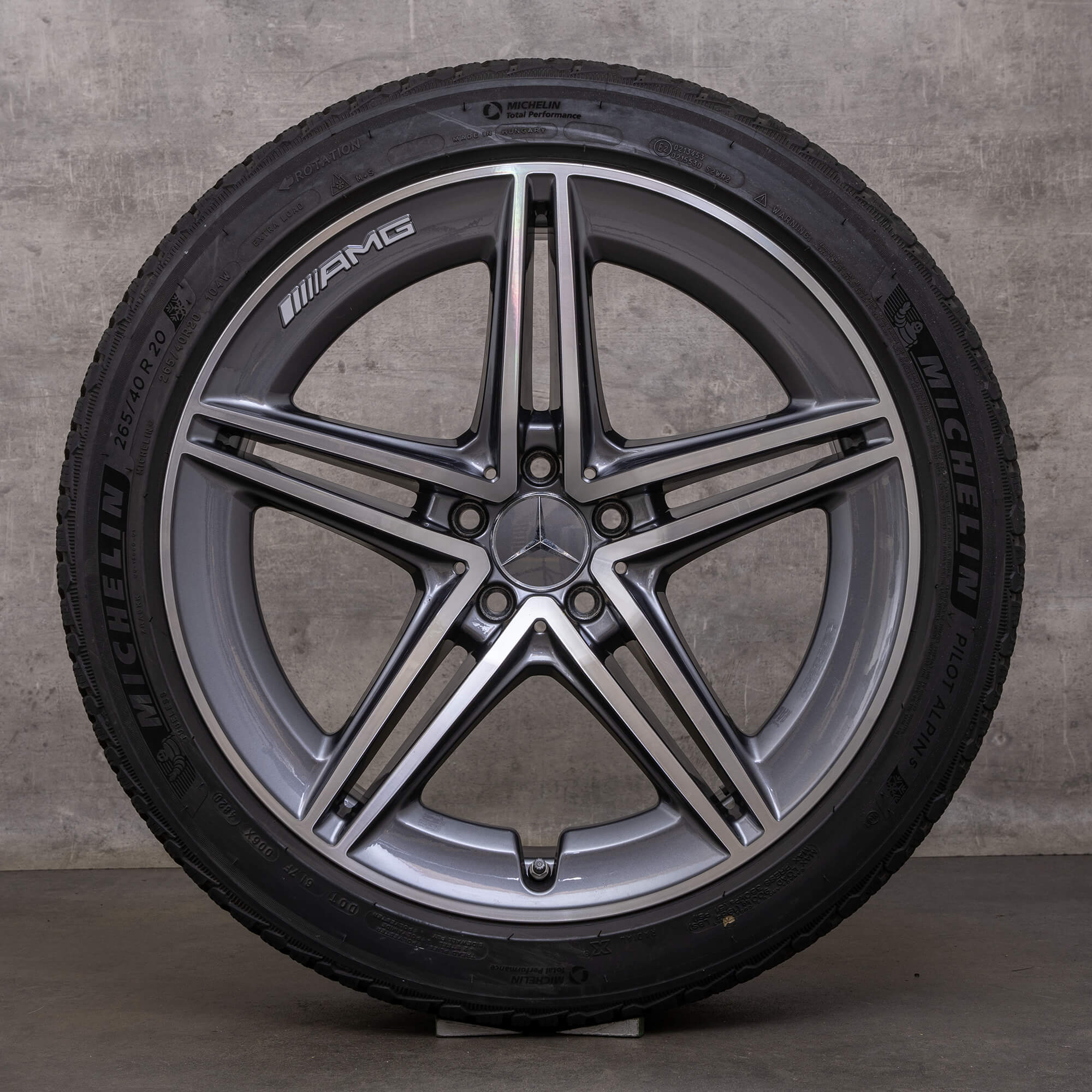 Oryginał Mercedes Benz AMG GT 43 53 63 S 4Matic+ & E Performance opony zimowe 20 cali X290 felgi 4-drzwiowe A2904011800 A2904010500 szary himalaya Polerowane wykończenie