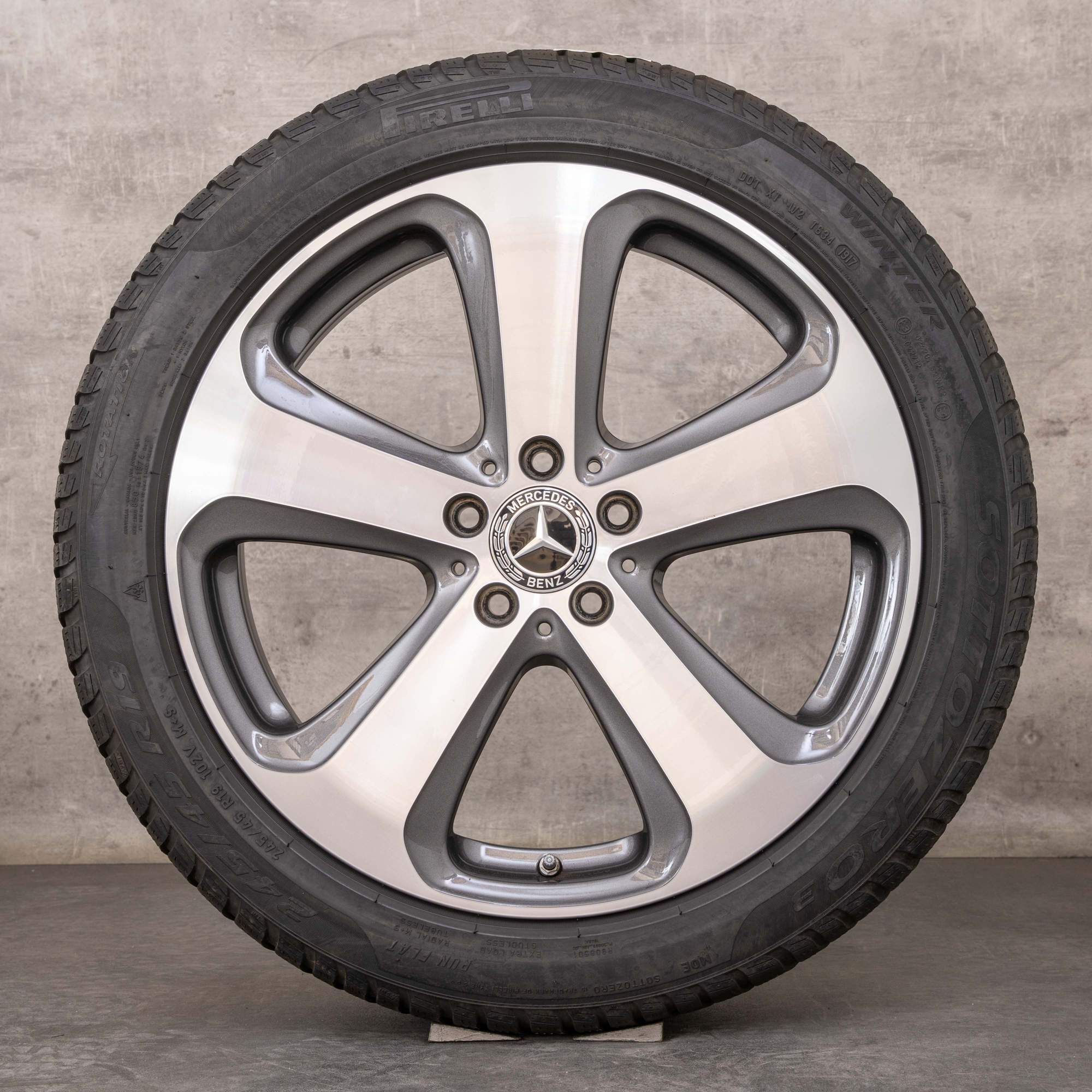 Oryginalne koła zimowe Mercedes-Benz GLC & 43 AMG 19 cali 253 felgi A2534011000 5 szprychowe koło himalaya szare polerowane