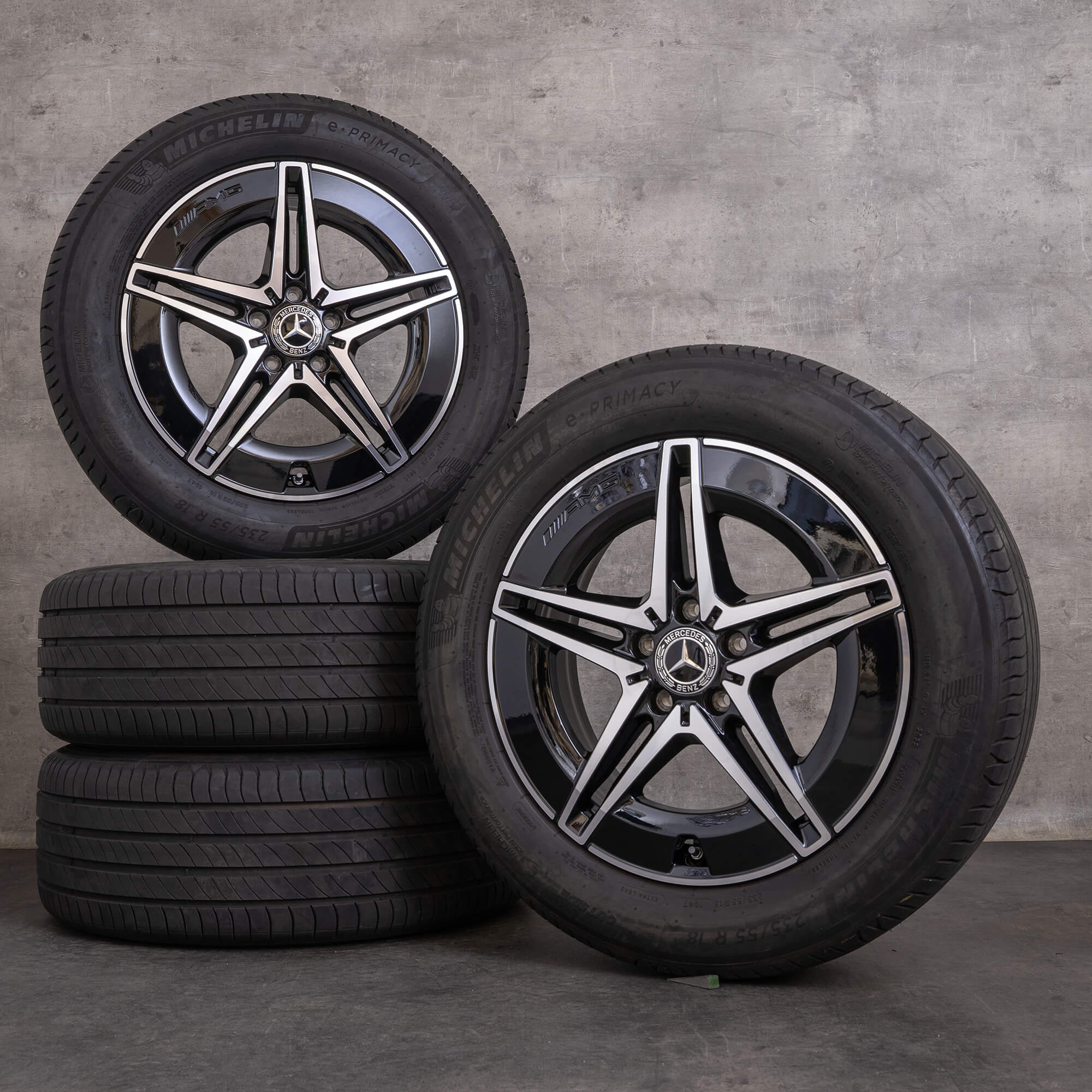 Jantes originais Mercedes Benz EQA EQB AMG de 18 polegadas H243 X243 jantes verão A2434011700 preto brilhante torneado