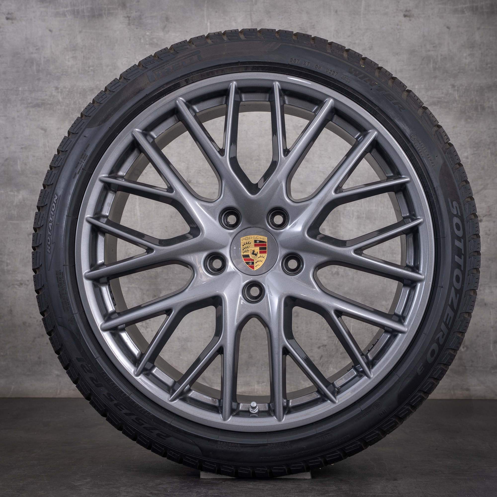 Originale Porsche Panamera vinterhjul 21 tommer 971 G2-felger 971601025D 971698025A titan blank - hjul 2 av 4