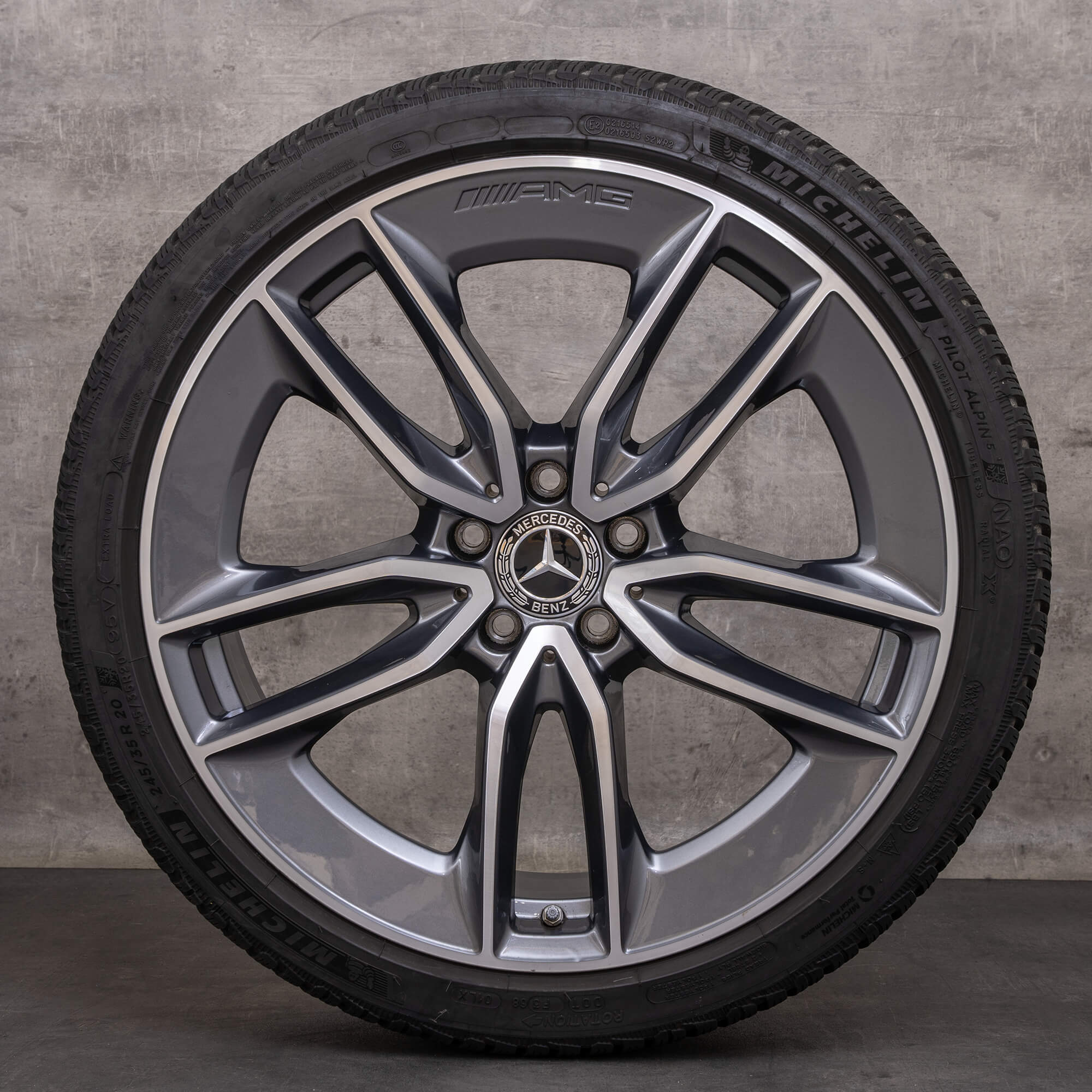 Original AMG Mercedes E-Klasse E43 E53 Winterräder 20 Zoll W213 S213 A238 C238 Felgen A2134014900 A2134015000 himalaya grey glanzgedreht