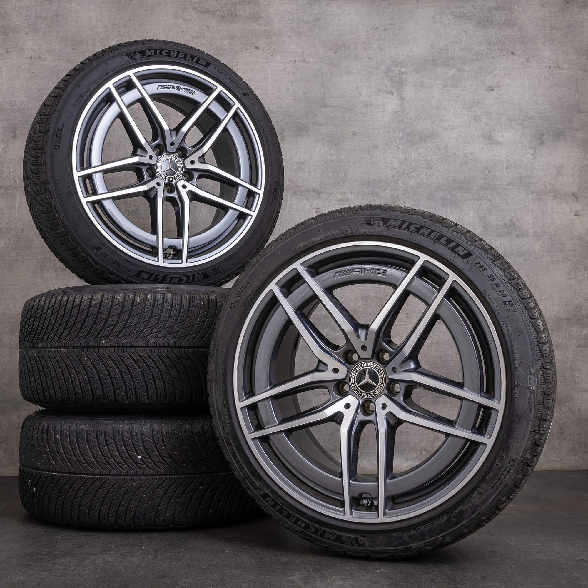 Alkuperäiset Mercedes Benz SL AMG 43 55 63 talvirenkaat 20 tuuman R232 vanteet A2324012100 A2324012200 himalajanharmaa kiillotettu