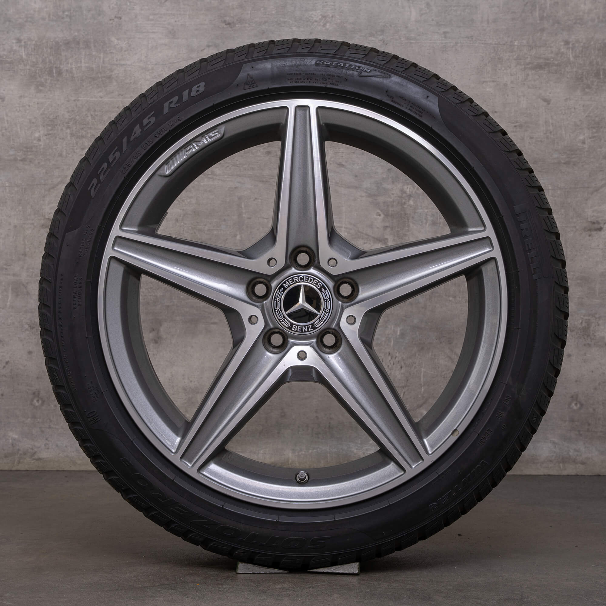 Pneumatici invernali originali AMG Mercedes Benz Classe C 18 pollici W205 S205 C205 A205 cerchi A2054011100 himalaya grigio lucido tornito