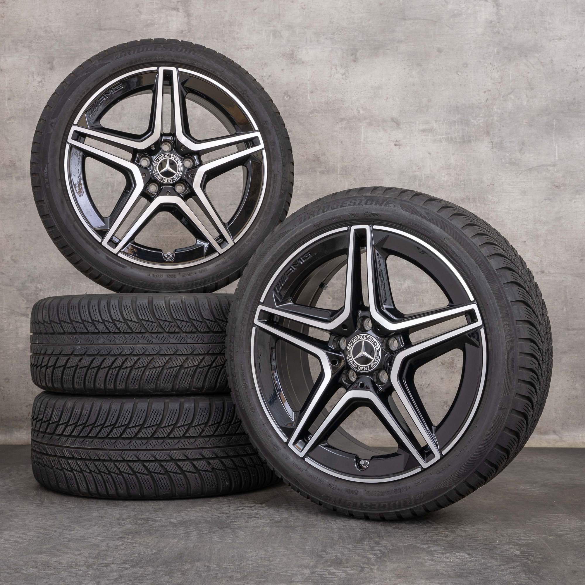 Orijinal Mercedes Benz A B Sınıfı CLA AMG kış jant lastikleri 18 inç W177 V177 W247 X118 C118 jantlar A1774011500 siyah diamond tornalanmış
