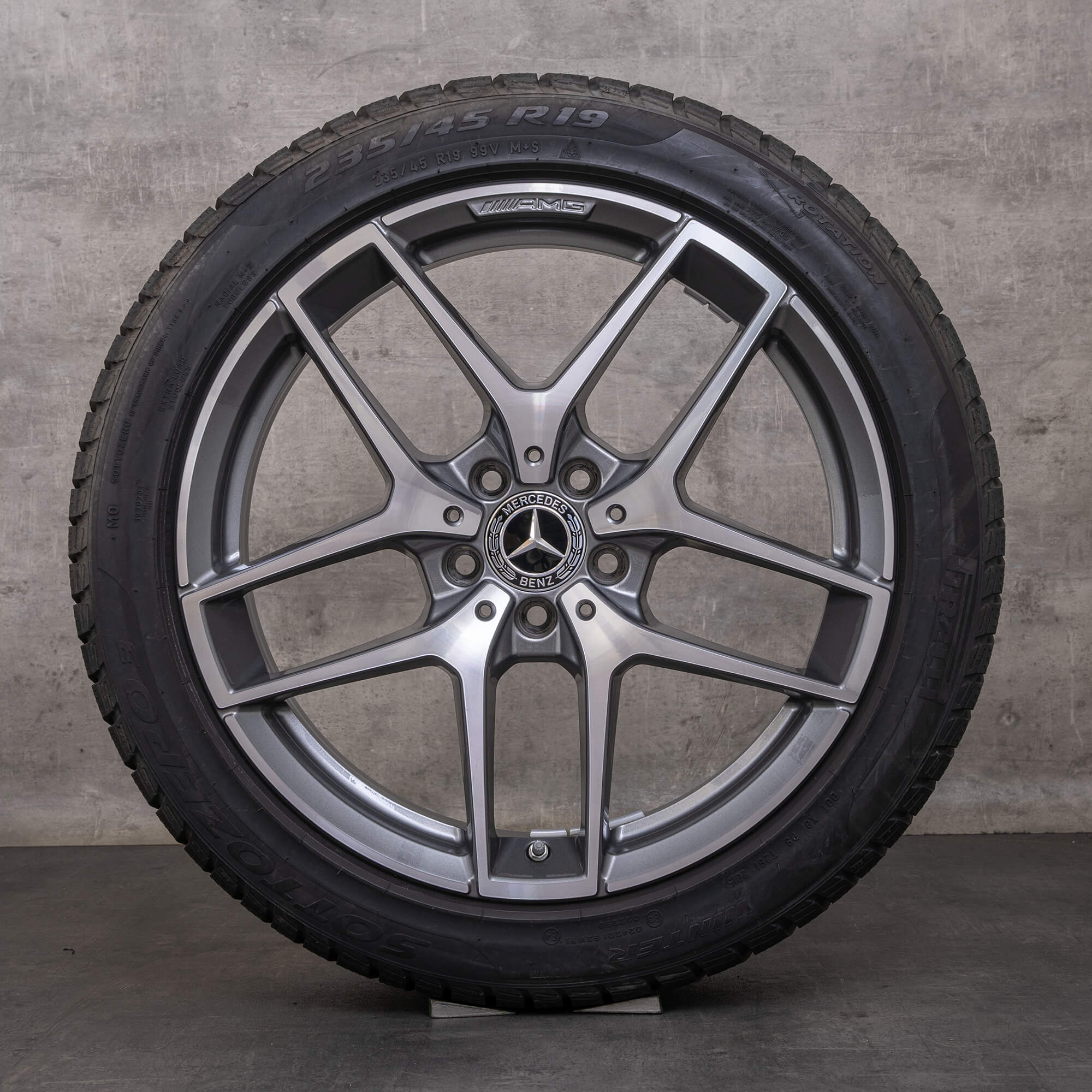 Original Mercedes Benz GLA & 45 AMG Winterräder 19 Zoll X156 Felgen A1564010700 himalaya grey glanzgedreht