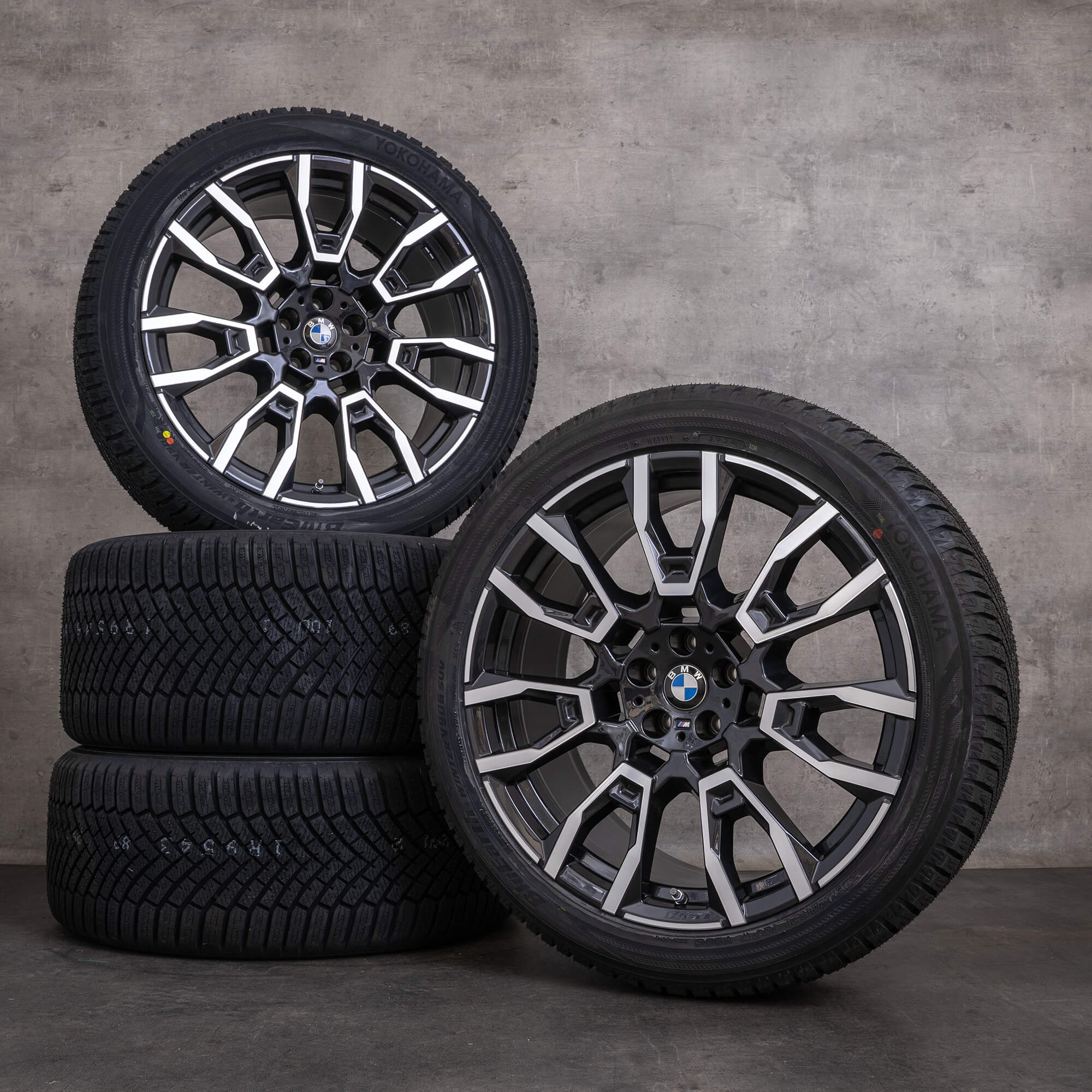 Oryginalne koła zimowe BMW X5 X6 21 cali, felgi G05 G06, stylizacja 915 M, 6856023 6856024 kolor orbit grey diamond cut