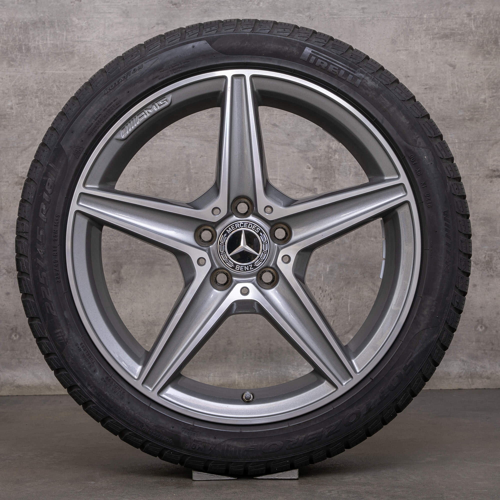 Llantas de invierno originales Mercedes Benz Clase C AMG 18 pulgadas W205 S205 C205 A205 A2054011100 gris himalaya torneado brillante