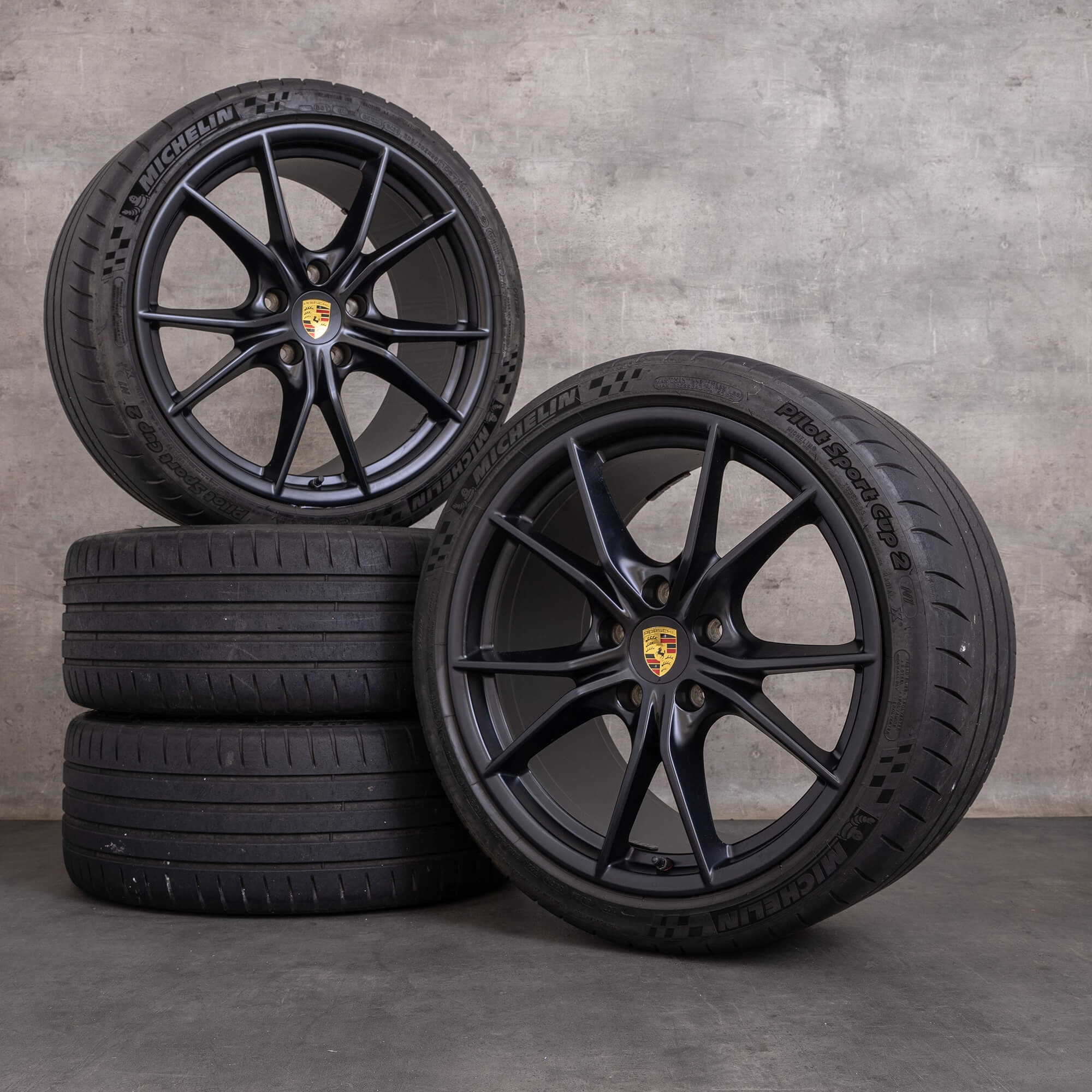 Originele Porsche Carrera S & T velgen 20 inch 991 II zomerwielen 9913627100 99136276002 zwart mat