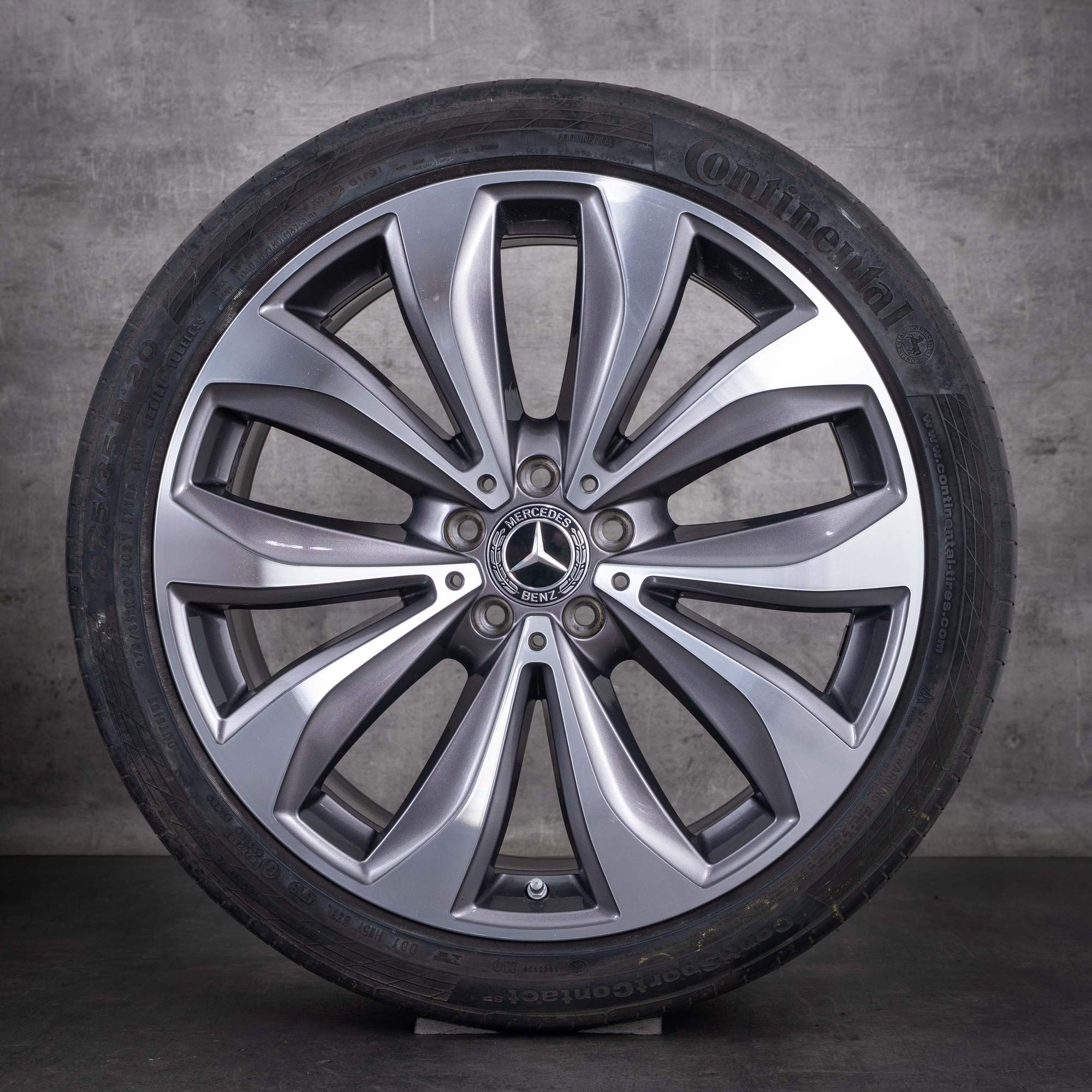 Original Mercedes Benz E-Klasse Felgen 20 Zoll X213 All Terrain Sommerräder A2534012300 A2134014500 tremolit grey front glanzgedreht