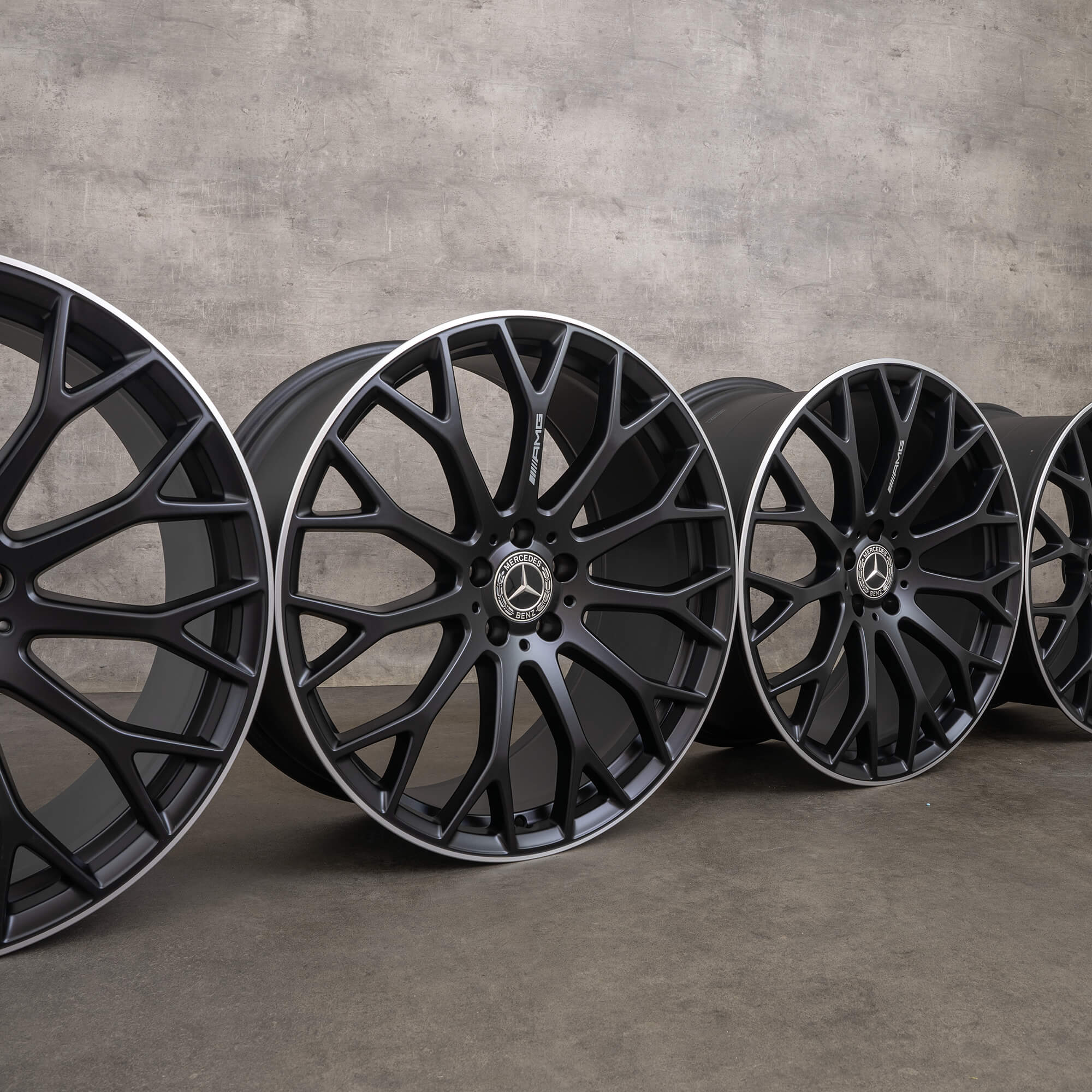 Original Mercedes Benz AMG SL Felgen 21 Zoll R232 Alufelgen A2324012700 A2324012800 schwarz seidenmatt glanzgedreht NEU