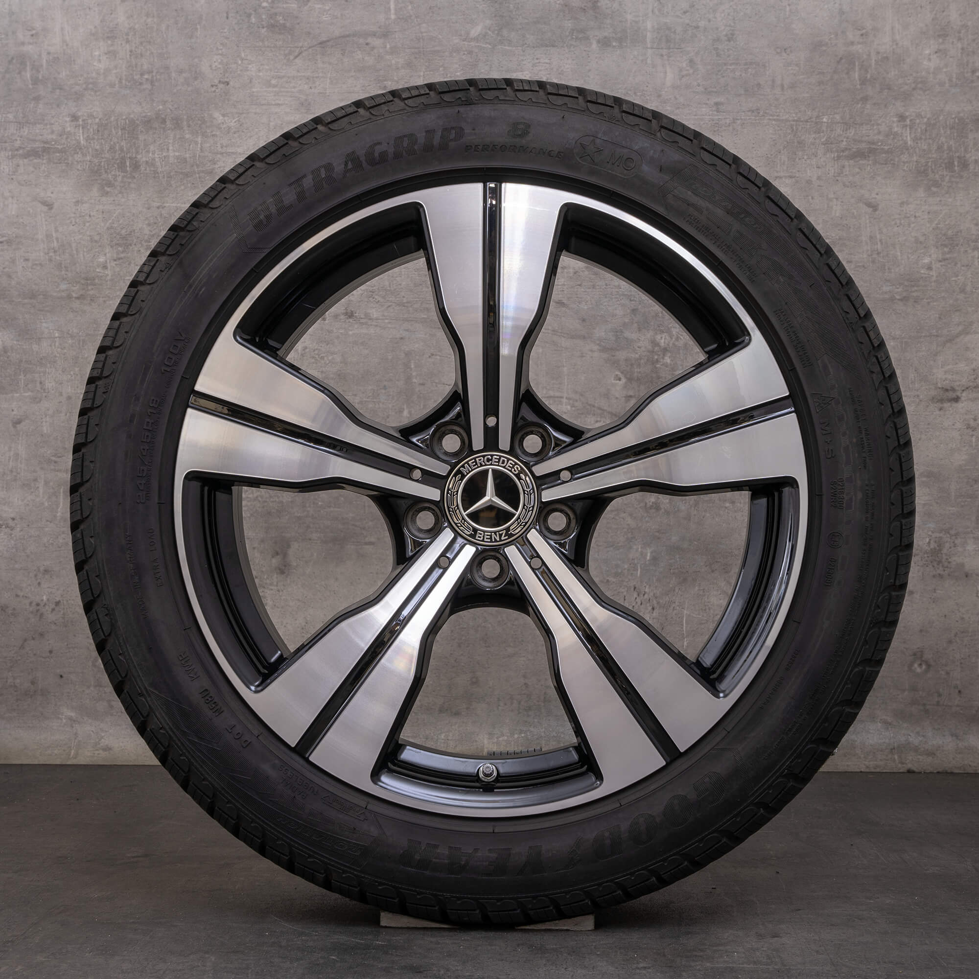 OEM Mercedes Benz C-Class snow tire packages 18 inch All Tarrain X206 Rims A2064014000 black glossy turned