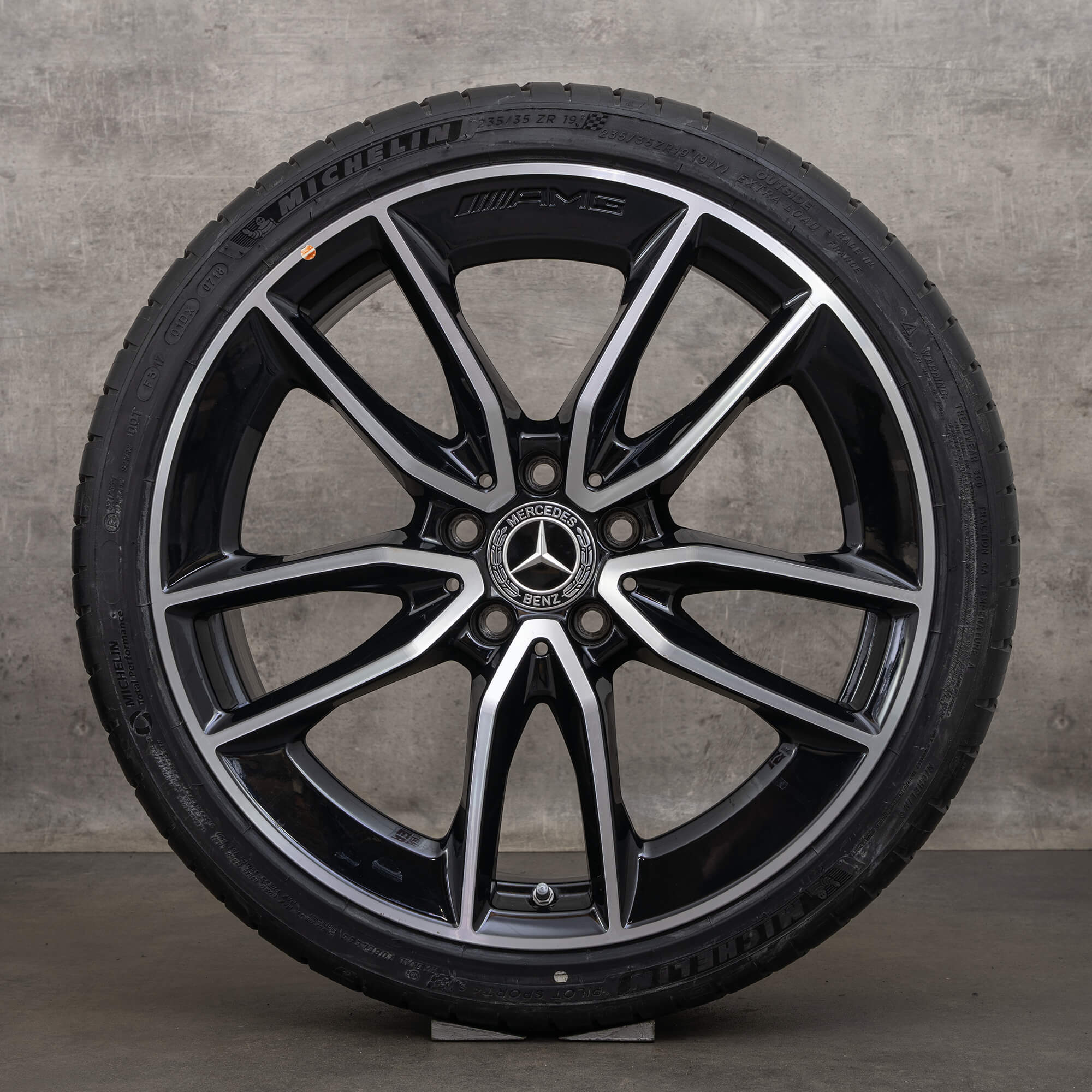 Llantas originales Mercedes Benz Clase A 35 AMG de 19 pulgadas W177 V177 verano A1774012000 negras pulidas a alto brillo