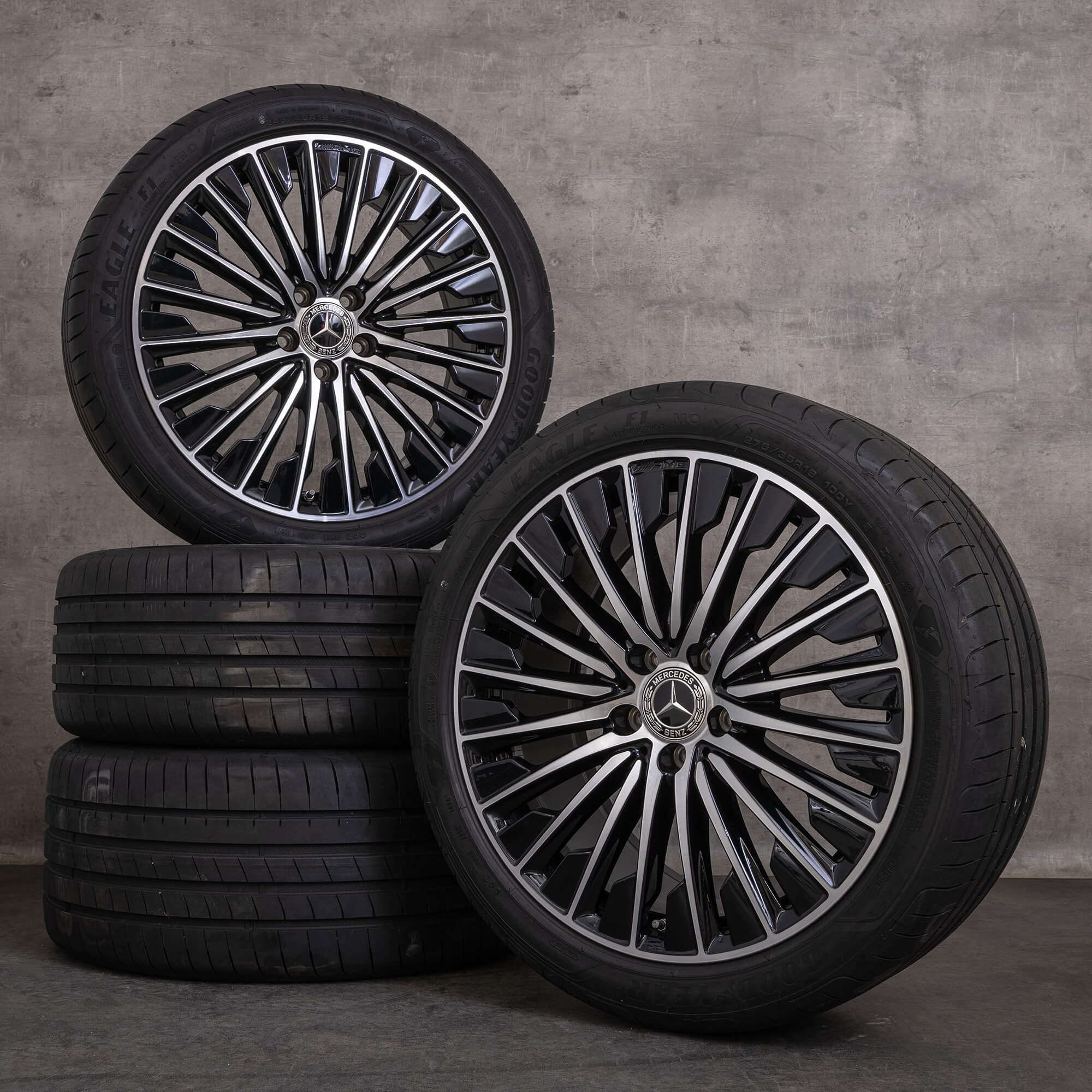 Originale Mercedes Benz CLE AMG felger 19 tommers C236 A236 sommerhjul A2364011900 A2364012000 svart blank dreid