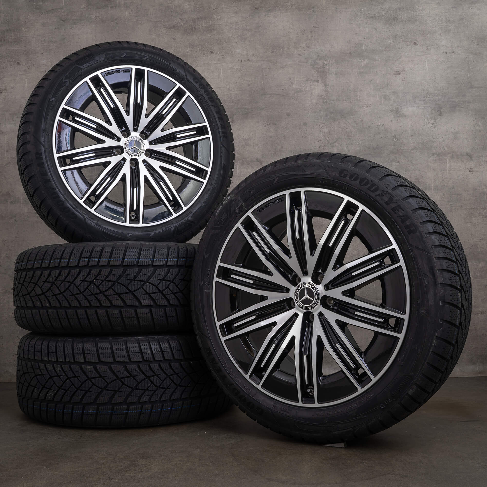 Oryginalał Mercedes Benz EQS AMG koła zimowe 21 cali X296 Felgi A2964011600 czarne Polerowane