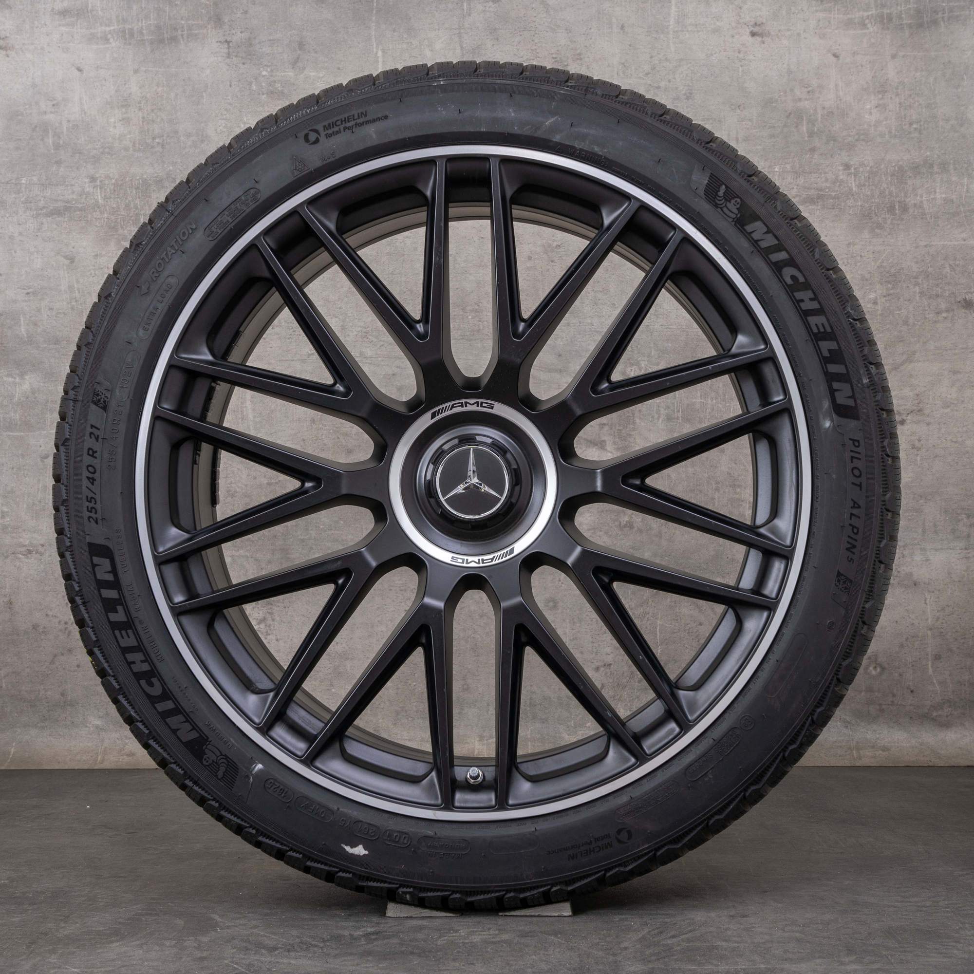 Alkuperäiset Mercedes Benz S-sarjan S 63 AMG talvirenkaat 21 tuuman V223 vanteet A2234012300 A2234012400 mustat kiillotetut mattapintaiset