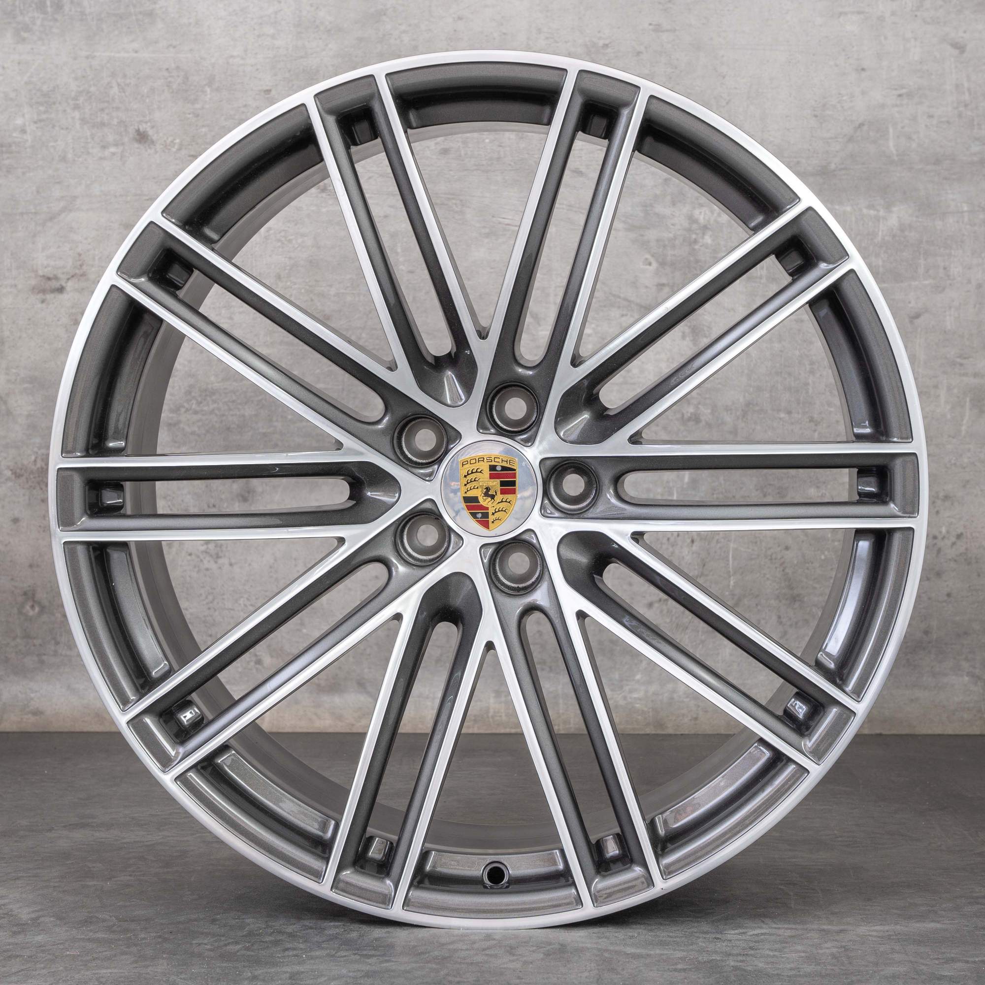 Oryginalne felgi Porsche Macan II & III 21 cali letnie koła 95B601025DN 95B601025DP tytanowe polerowane NOWE
