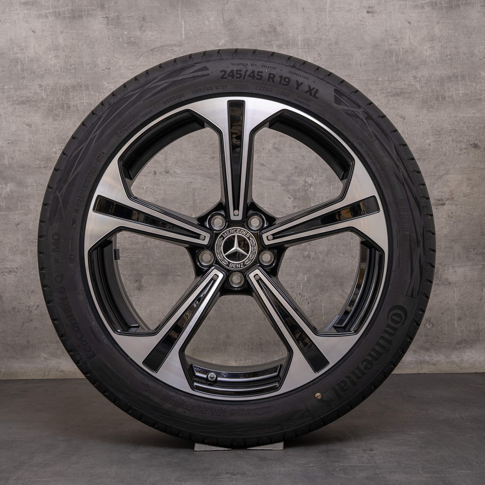 Originale Mercedes Benz E-Klasse hjul 19 tommer W214 S214 sommerhjul A2144013600 A2144013700 sort blank drejet