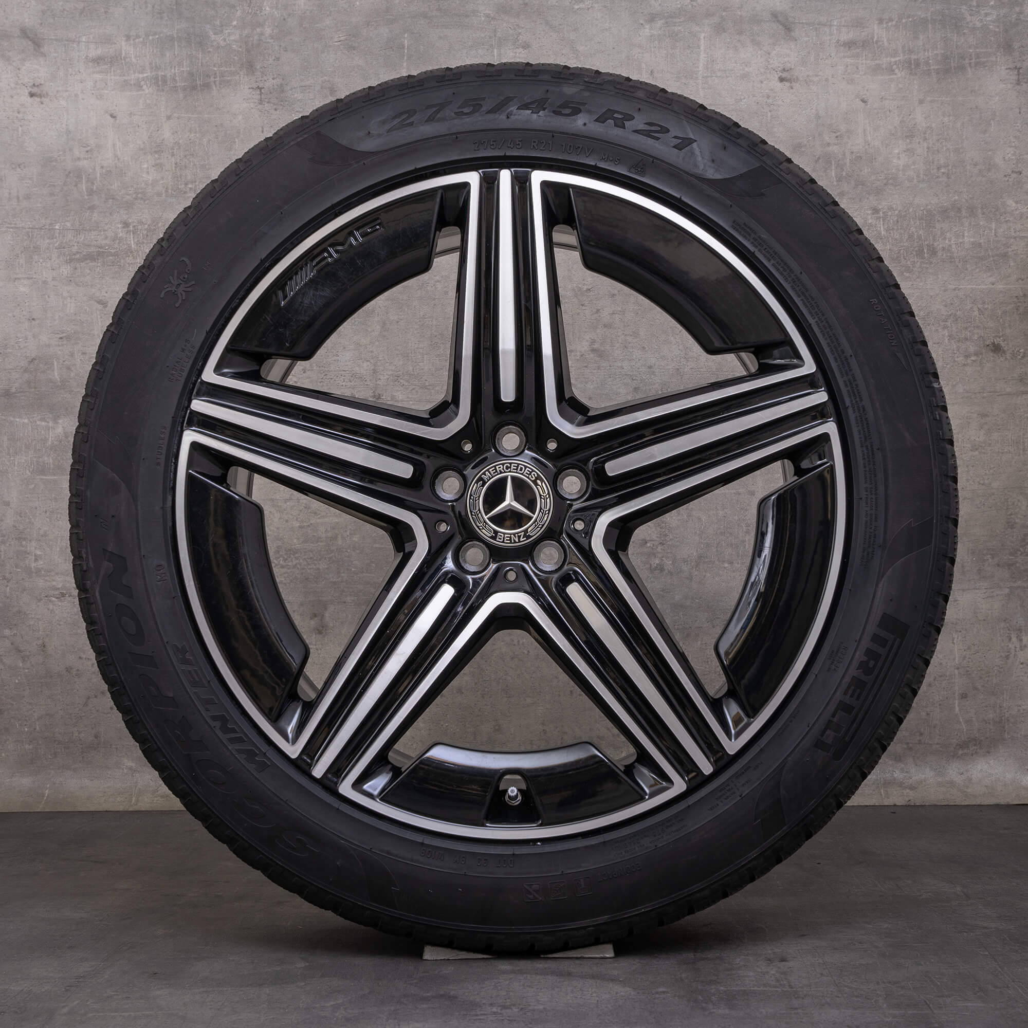 OEM Mercedes Benz GLE AMG winter wheels 21 inch V167 C167 rims A1674014301 A1674014401 black glossy turned