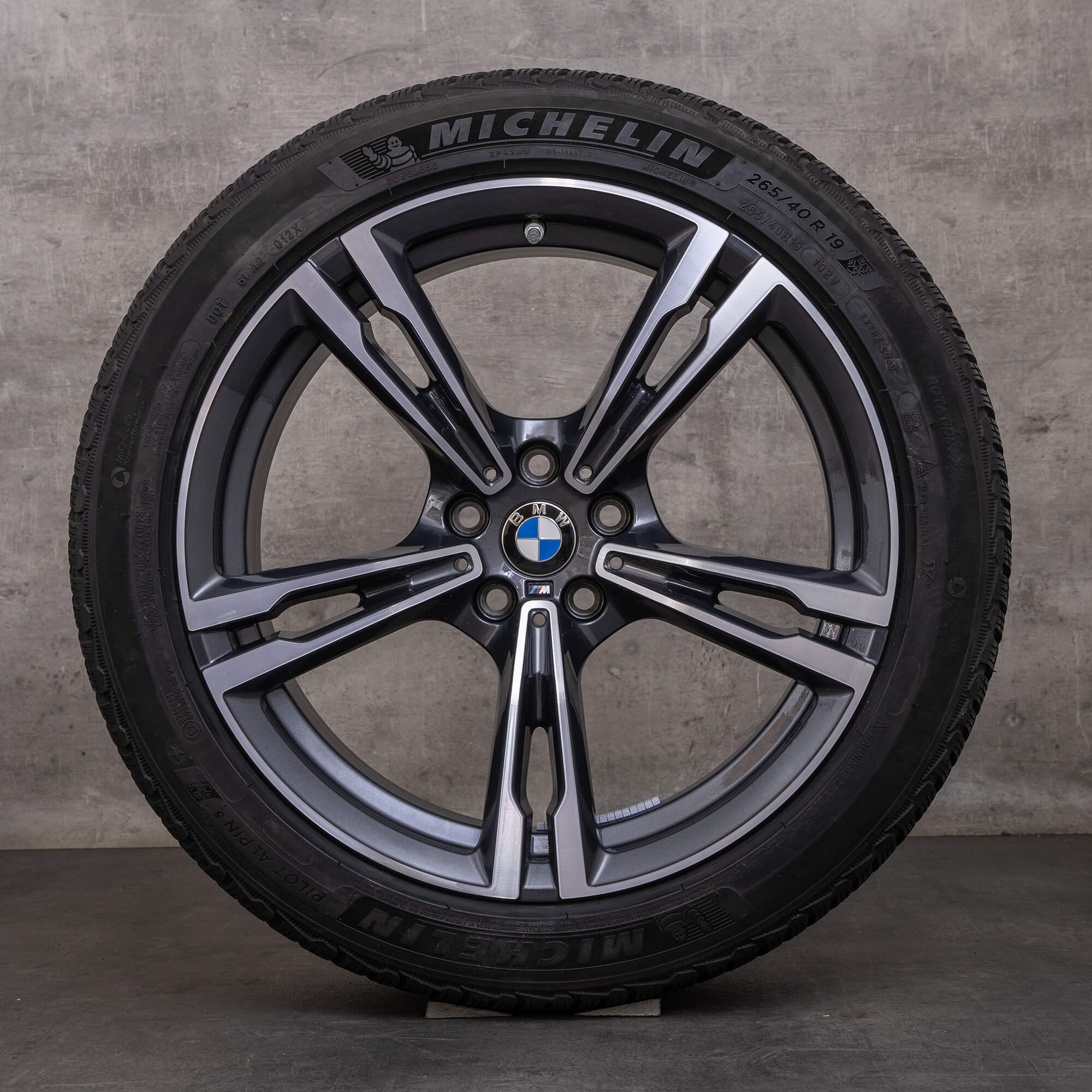 Jantes e pneus inverno originais BMW M5 M8 19 polegadas F90 F91 F92 F93 jantes estilo 705 M 7857075 7857076 orbit grey glossy turned