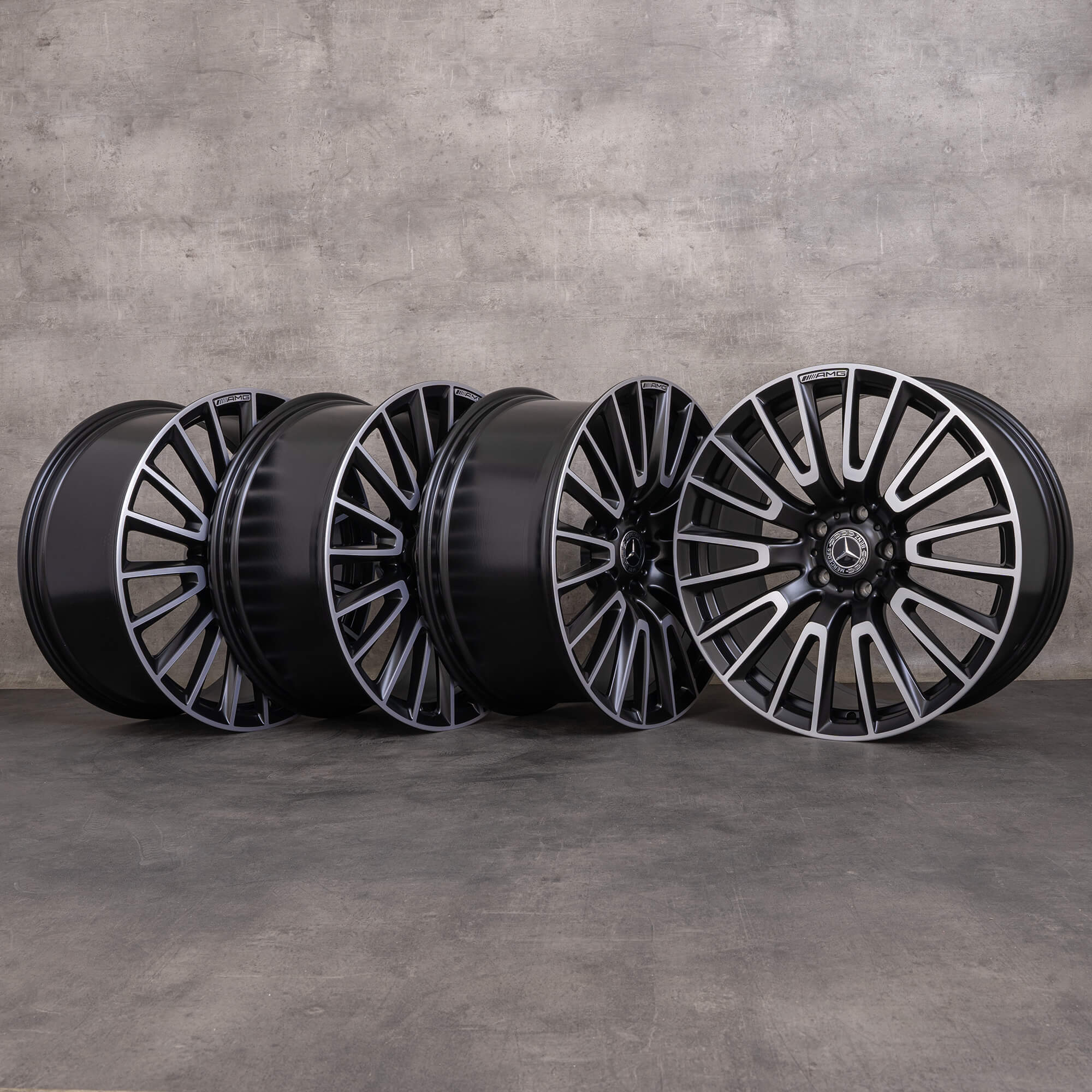 Original Mercedes Benz G-Klasse G 63 AMG Felgen 22 Zoll Felgen W465 W463A A4654011000 schwarz seidenmatt glanzgedreht NEU