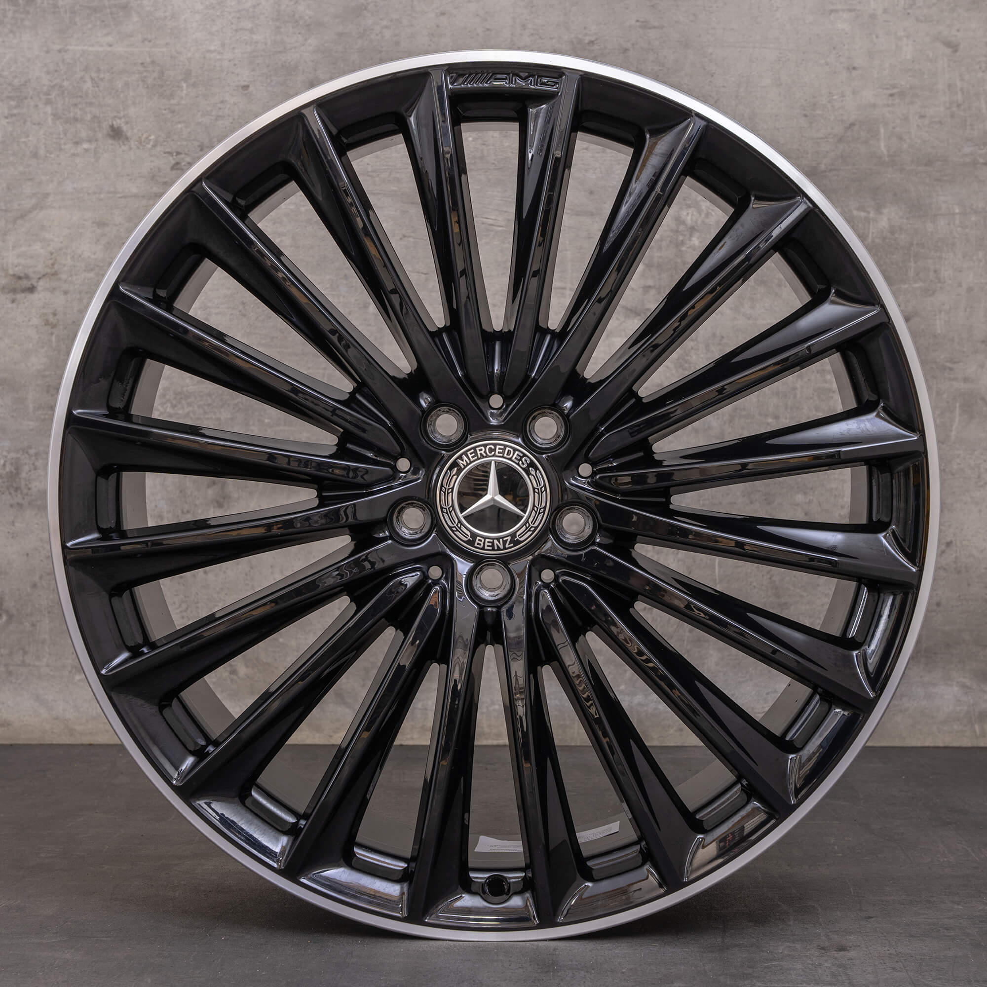 Orijinal Mercedes Benz EQE AMG jantlar 21 inç V295 Sedan A2954012500 A2954012600 siyah parlak tornalanmış