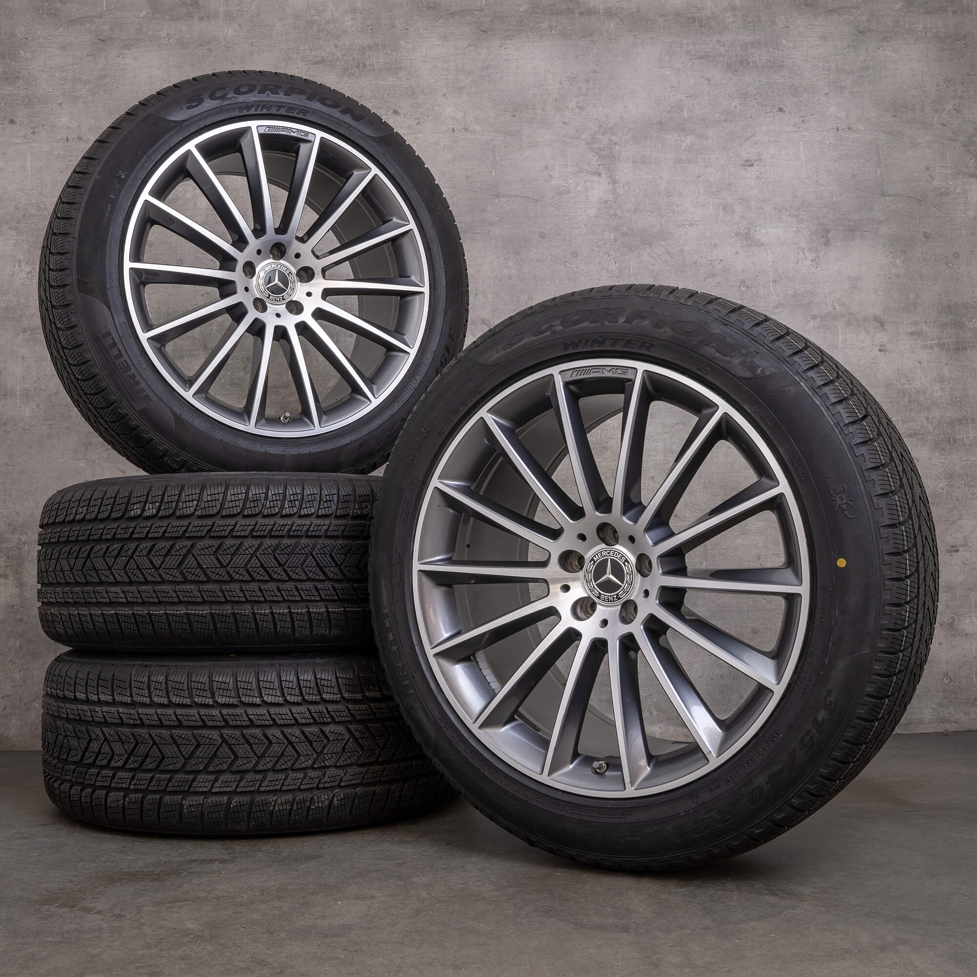 Original Mercedes Benz GLE AMG Winterräder 21 Zoll W167 V167 Felgen A1674013400 A1674013500 schwarz glanzgedreht