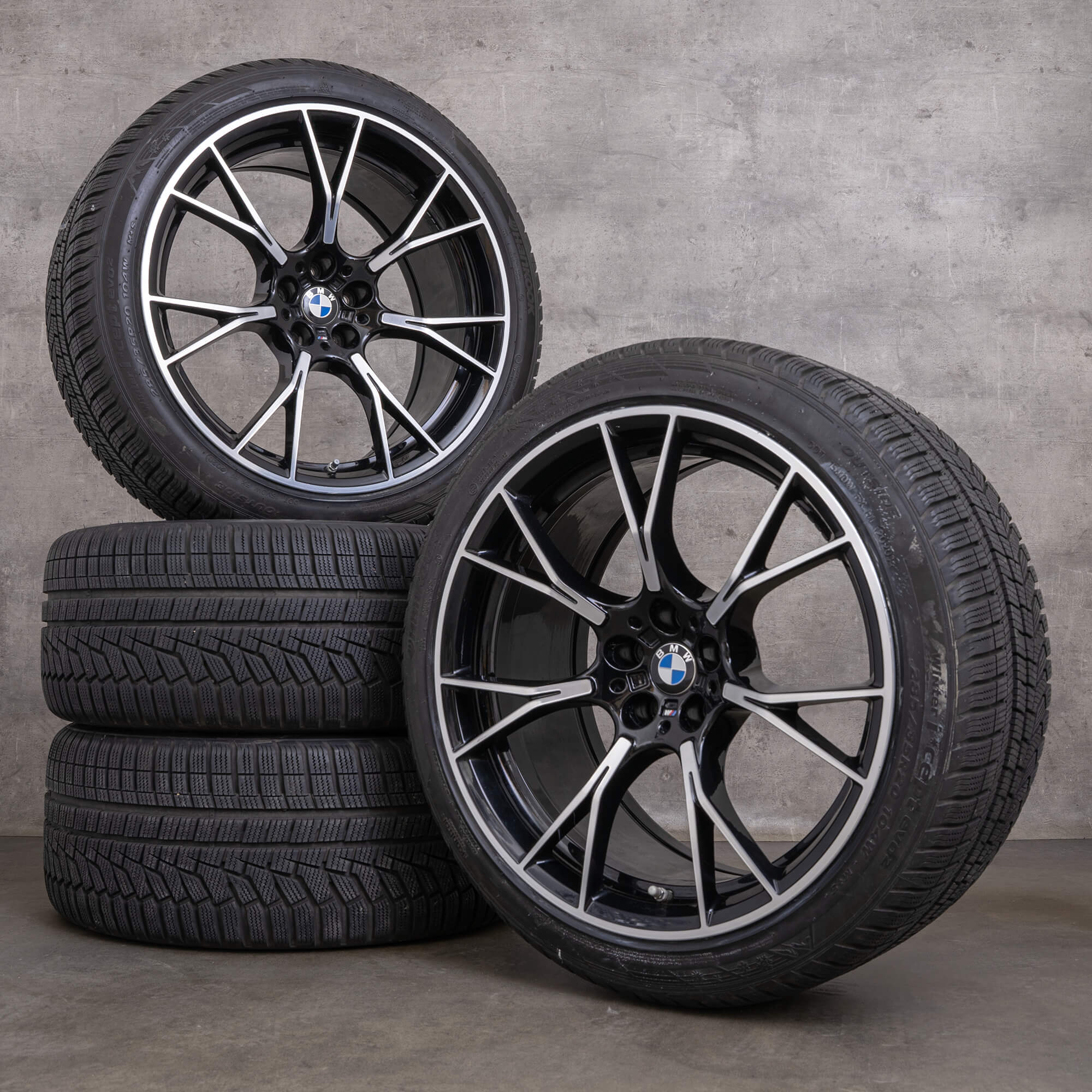 Originale BMW M5 M8 vinterhjul 20 tommer F90 F91 F92 F93 fælge styling 789 M 8073849 8073850 sort blank drejet