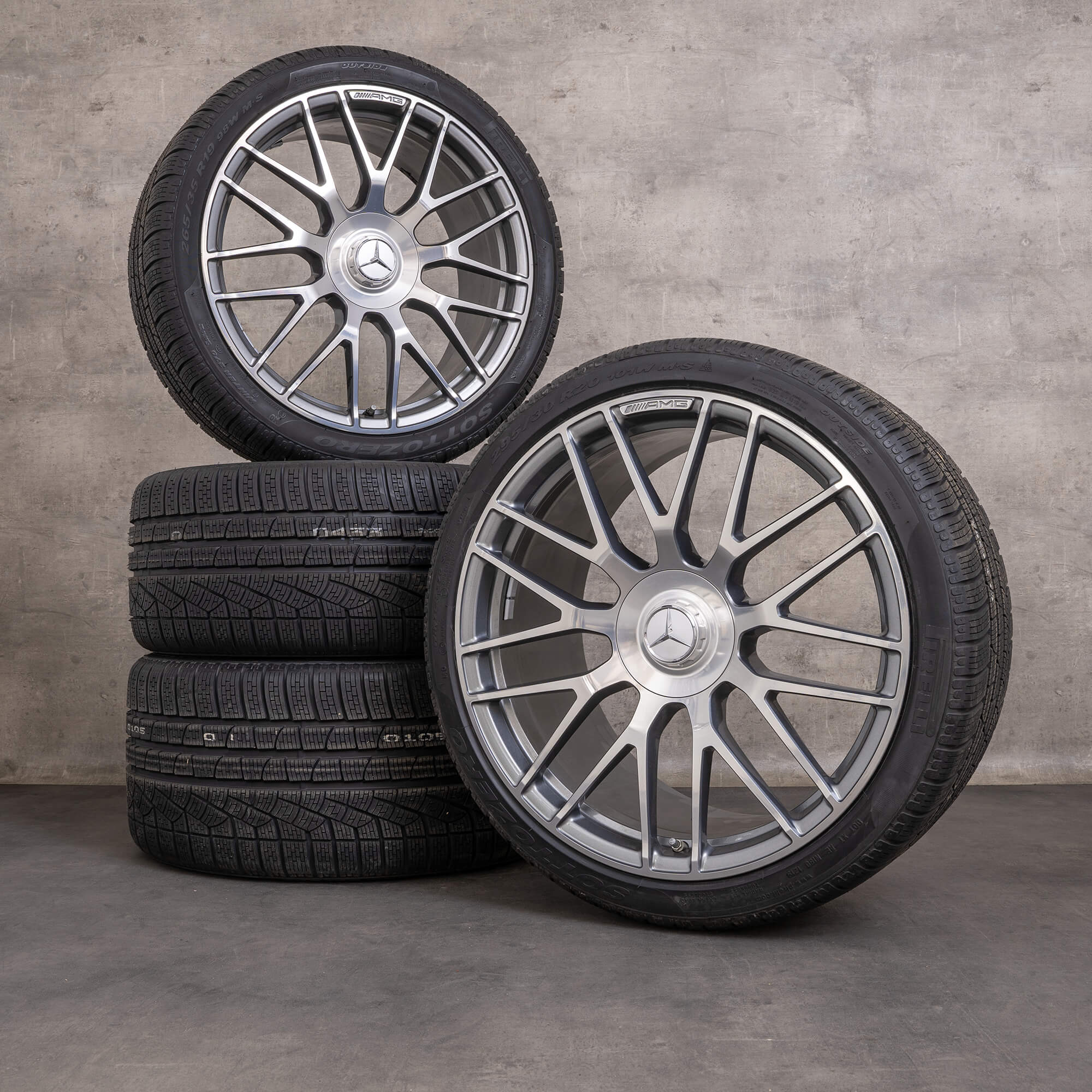 OEM Mercedes Benz AMG GT winter wheels 19 20 inch C190 R190 rims A1904010700 A1904010800 himalya gray glossy turned