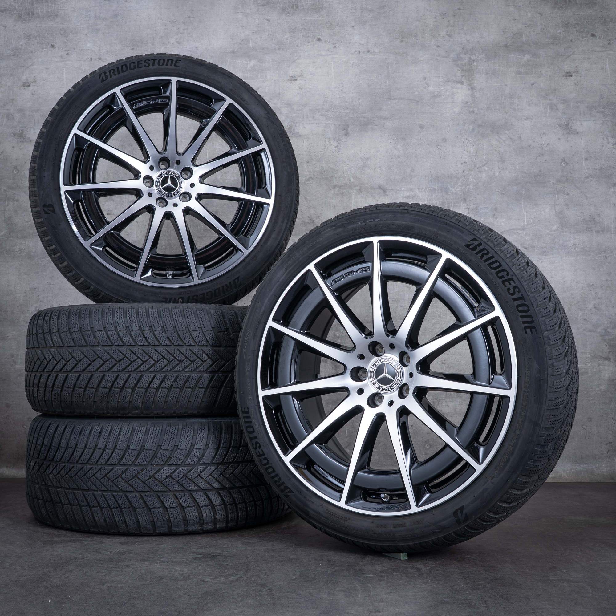 Alkuperäiset Mercedes Benz EQS & 53 AMG talvirenkaat 21 tuuman 4Matic V297 vanteet A2974011400 musta kiiltävä käännetty