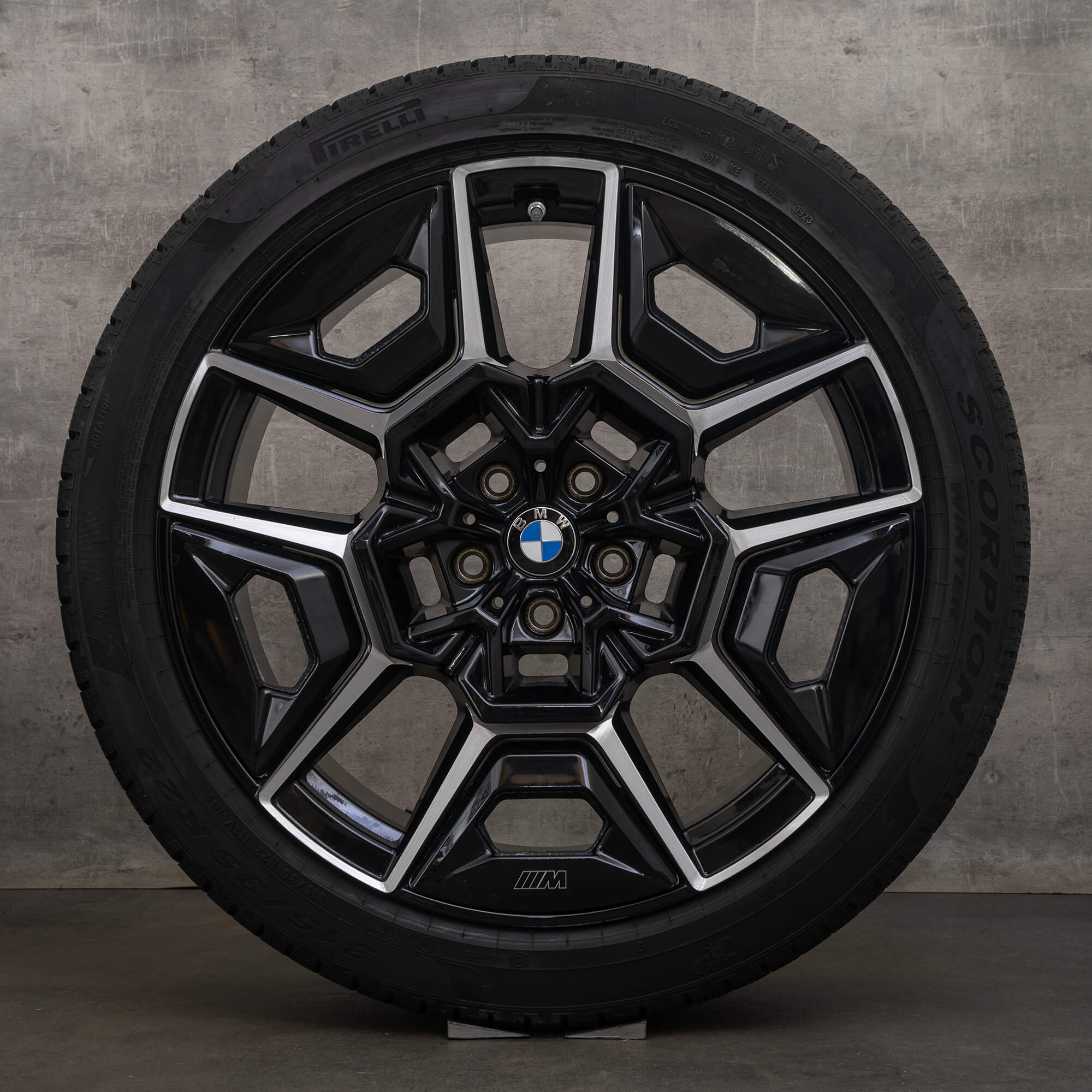 Original BMW XM Winterräder 22 Zoll G09 Felgen Styling 922 M 1543987 1543988 jet blach glanzgedreht