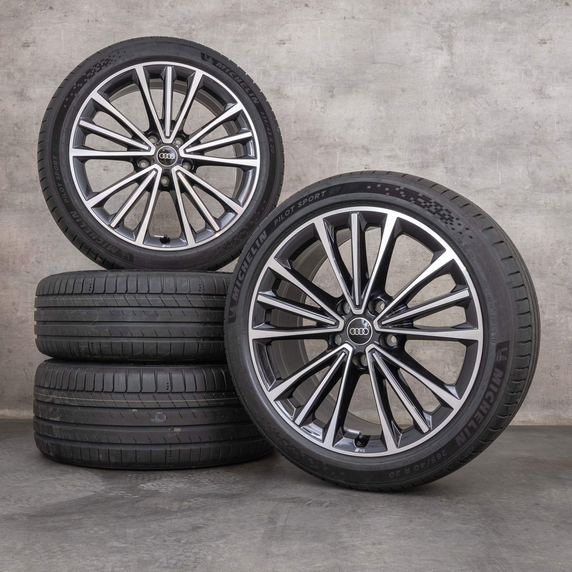 Original Audi e-tron A6 Felgen 20 Zoll GH Sommerräder 85E601025BD 85E601025BE Tripod granit glanzgedreht
