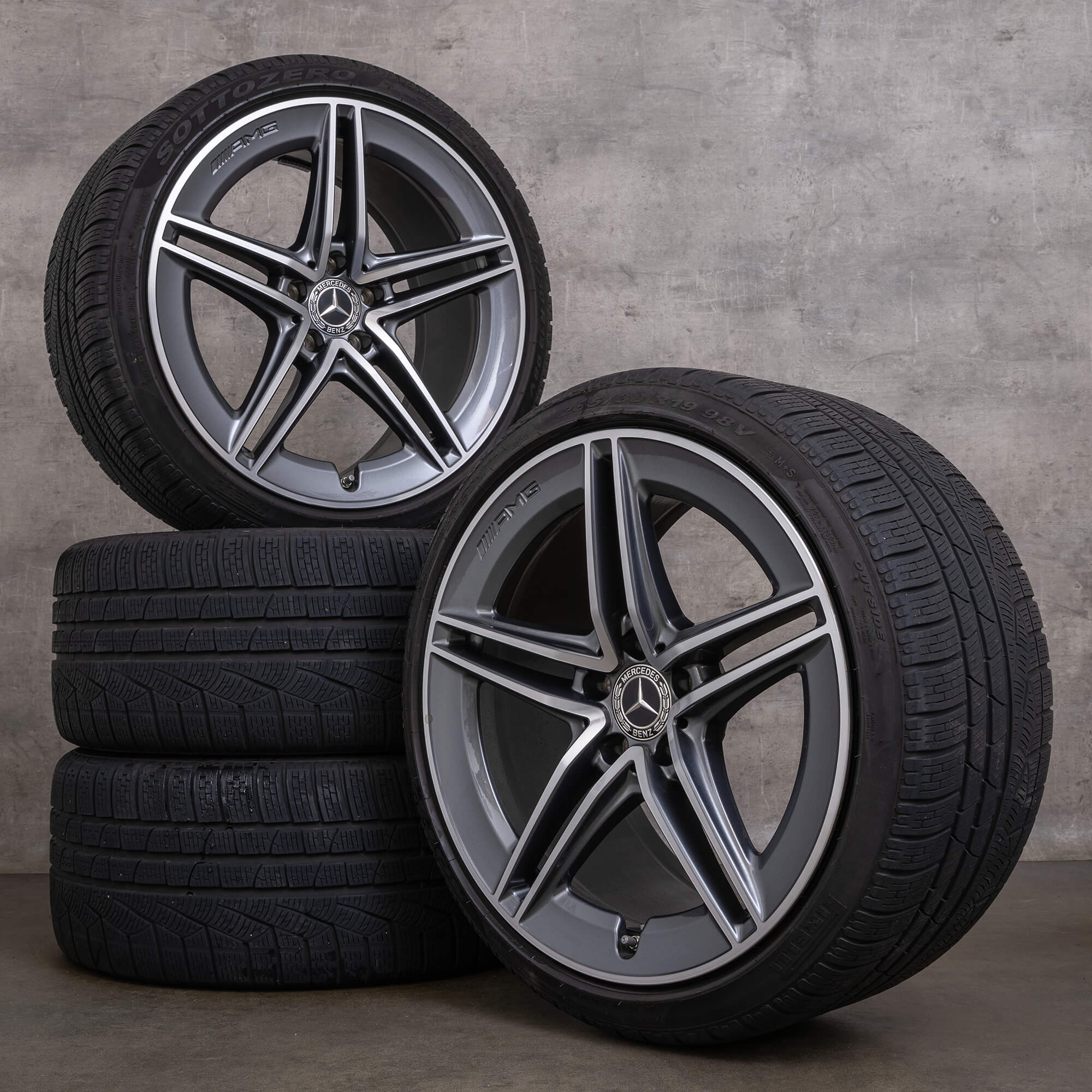 Genuine AMG Mercedes Benz Classe C ruote invernali 19 pollici C63 S C205 A205 cerchi A2054012001 A2054012101 himalaya grigio lucido tornito