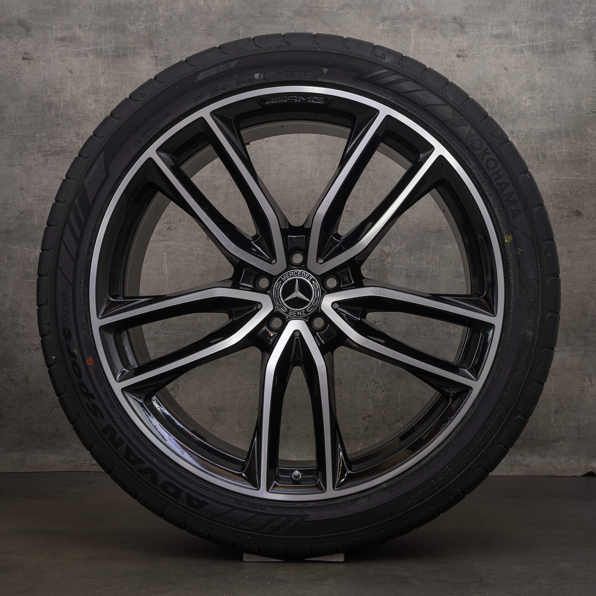 OEM Mercedes Benz GLS AMG rims 23 inch X167 summer wheels A1674017700 A1674017800 black high-gloss