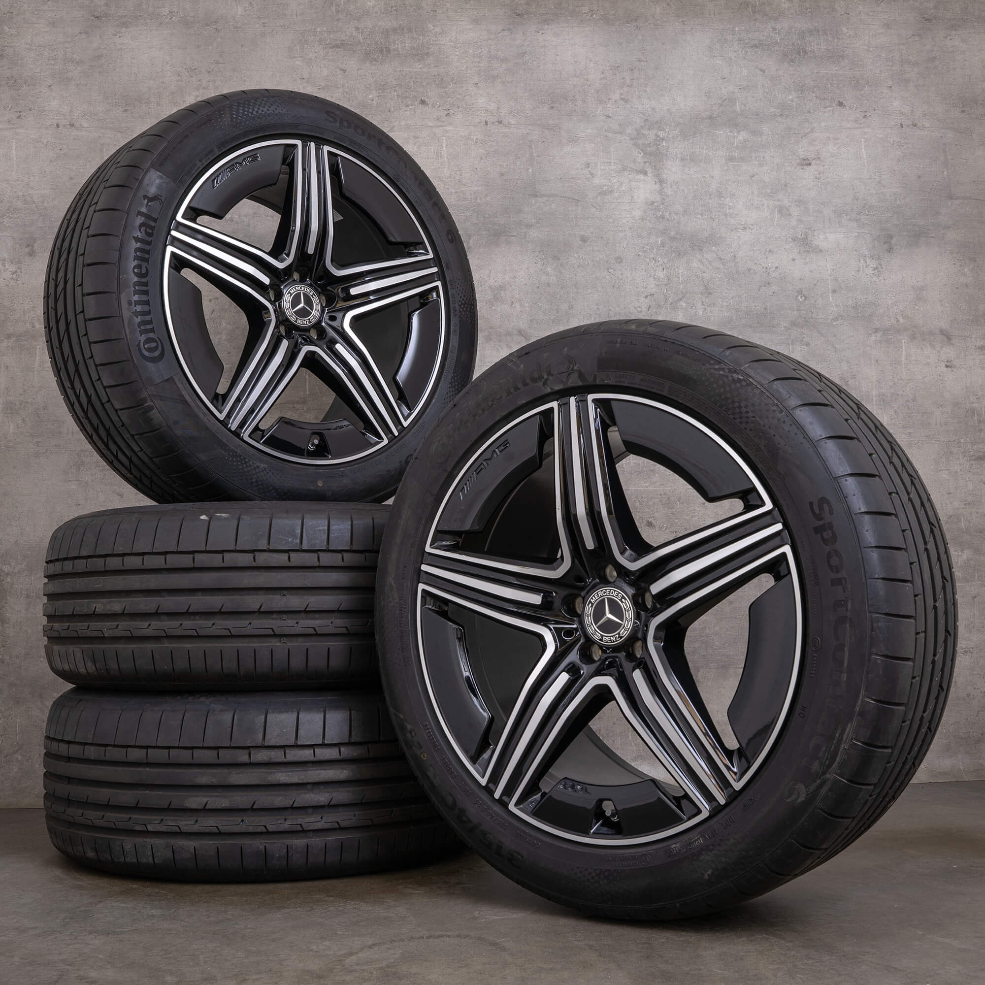 OEM Mercedes Benz GLE AMG rims 21 inch V167 C167 summer wheels A1674014301 A1674014401 black glossy turned