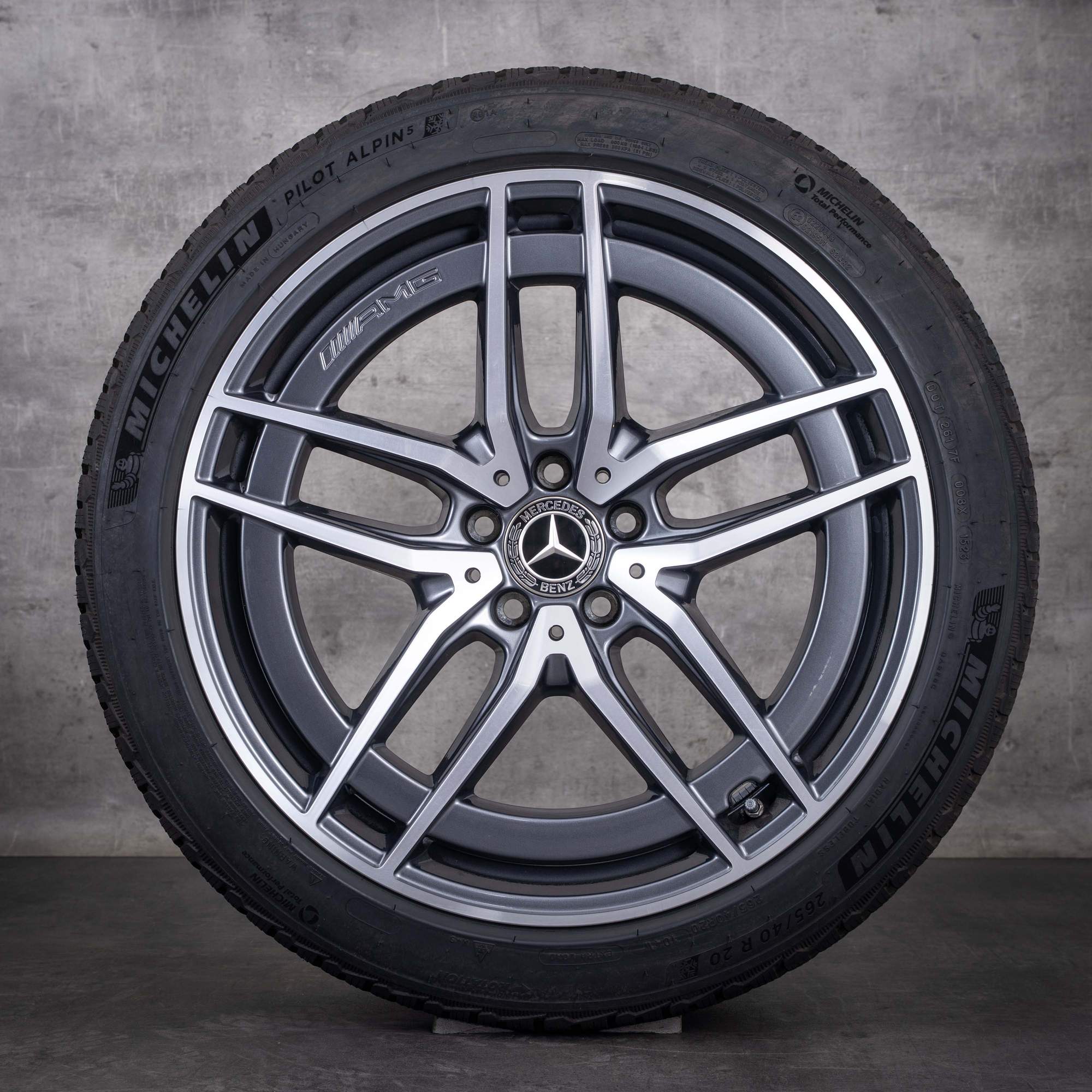 Original AMG Mercedes Benz SL Winterräder 20 Zoll 43 55 63 R232 Felgen A2324012100 A2324012200 himalaya grey glanzgedreht