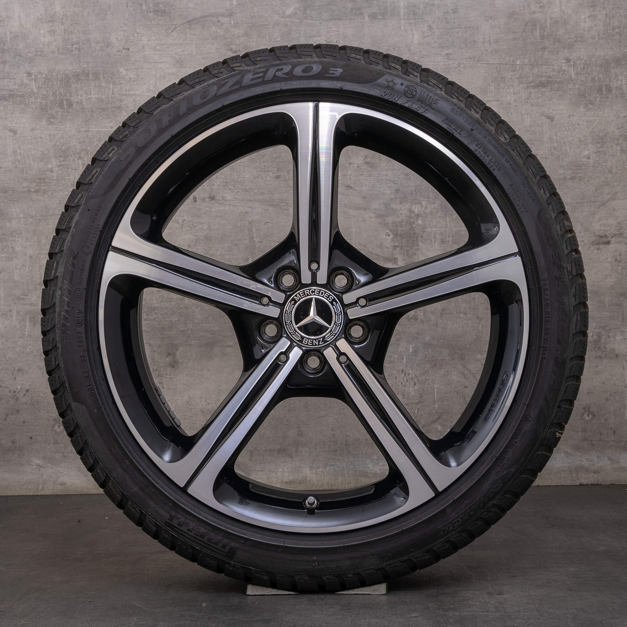 Oryginalne koła zimowe Mercedes Benz CLS 19 cali Felgi C257 A2574011000 czarne polerowane toczone